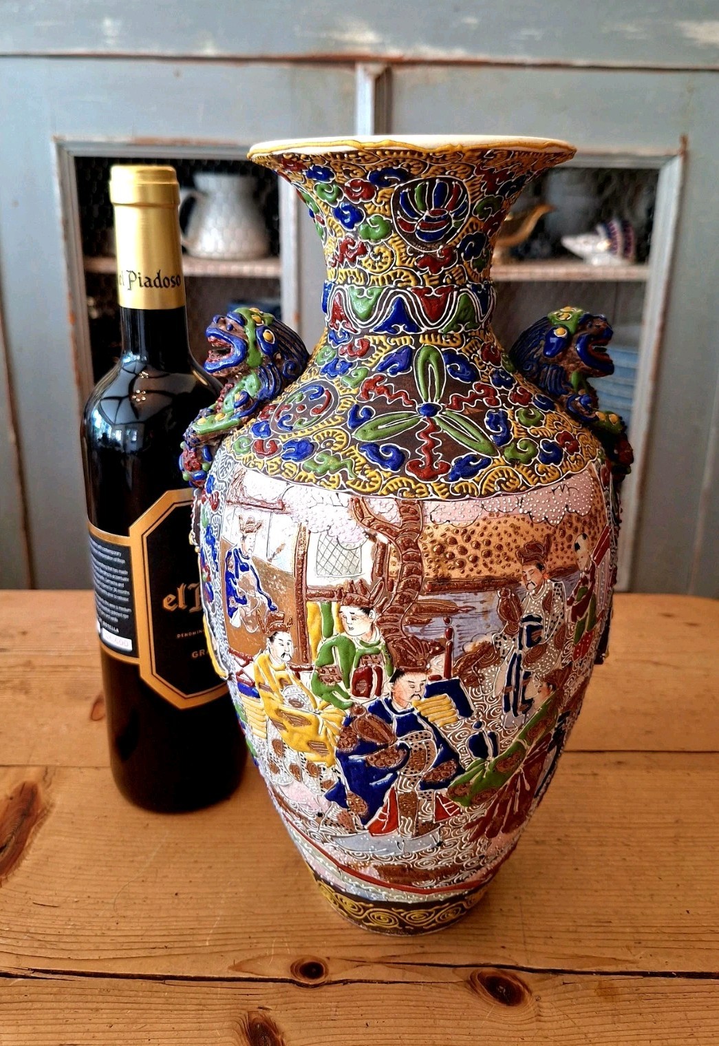 Vintage Japanese Satsuma Vase – 33cm Tall
