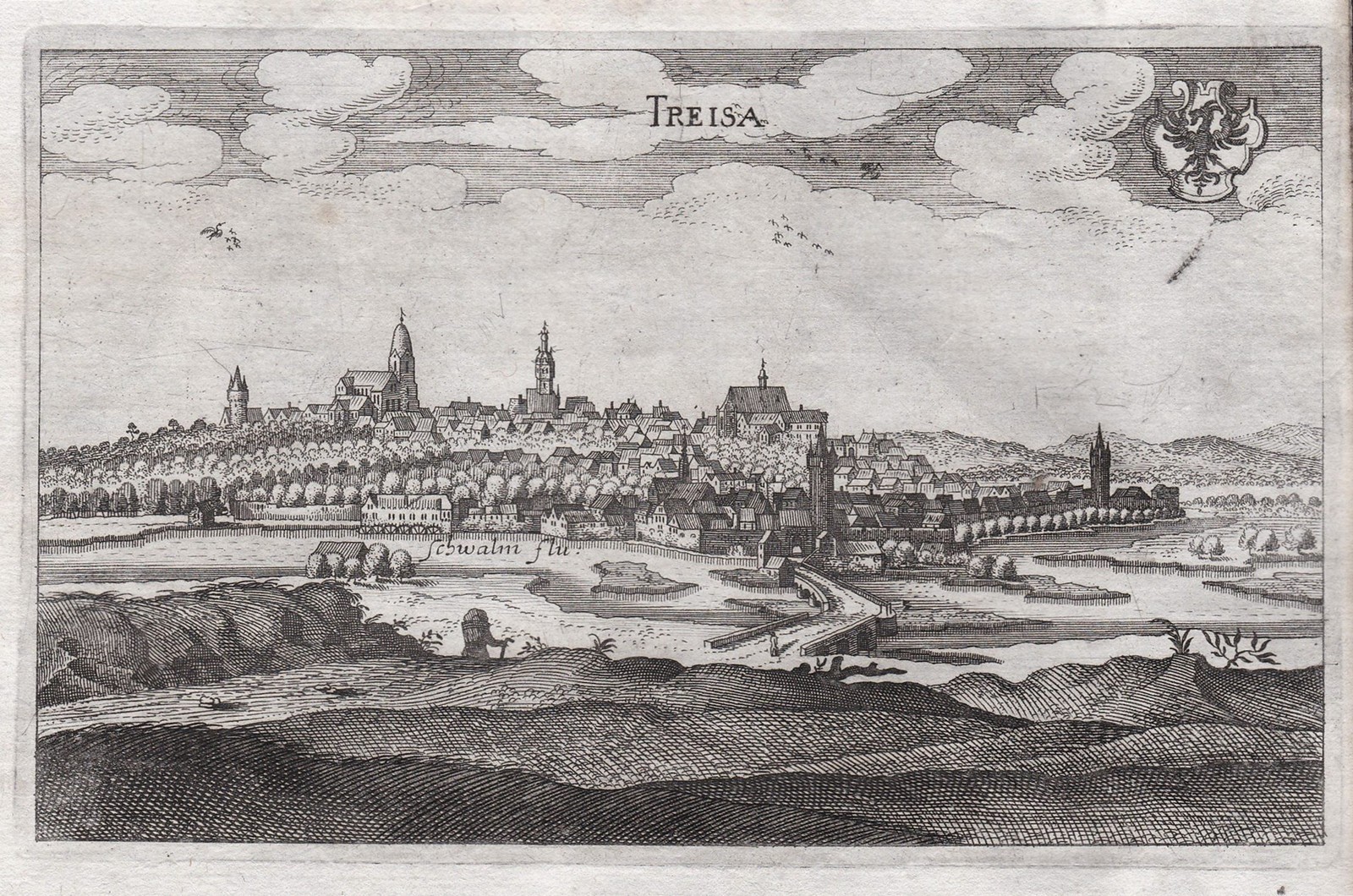 Treysa Schwalmstadt Schwalm-Eder-Kreis Hessen Merian Copper Engraving 1650