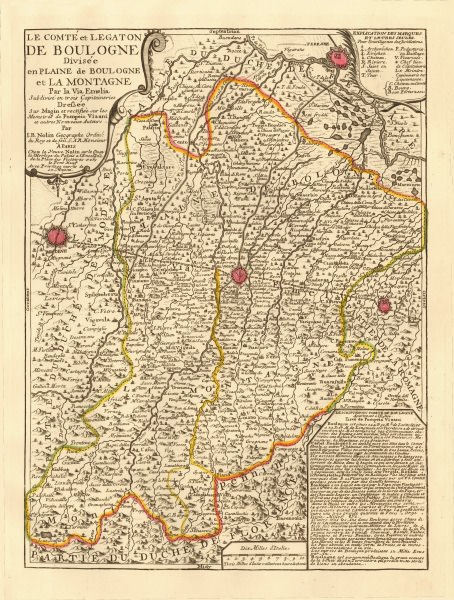 ‘Le Comté et Legaton de Boulogne’. Bologna Modena Imola Ferrara. NOLIN c1730 map