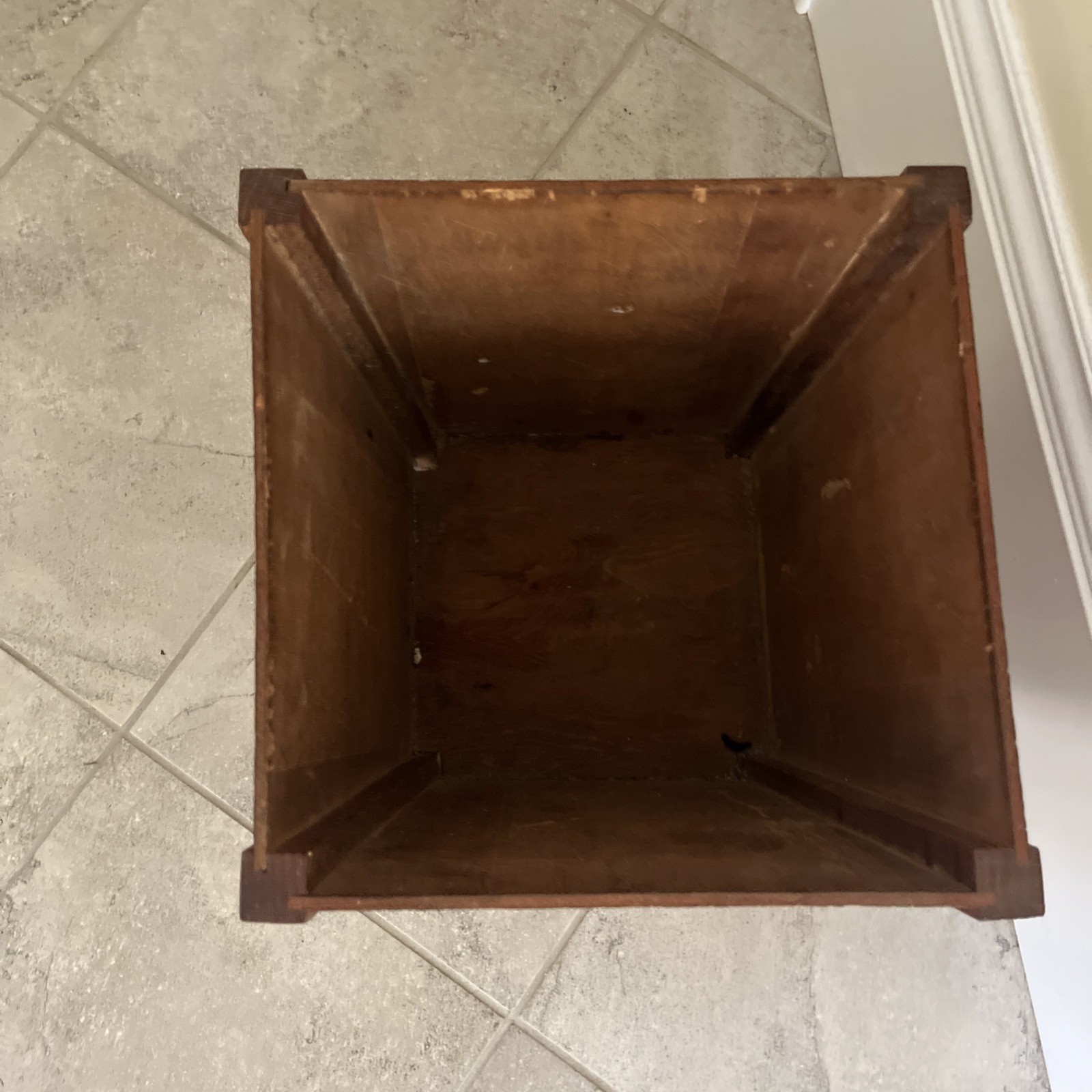 Mid Century Modern solid oak Waste Basket 12″ Trash Can