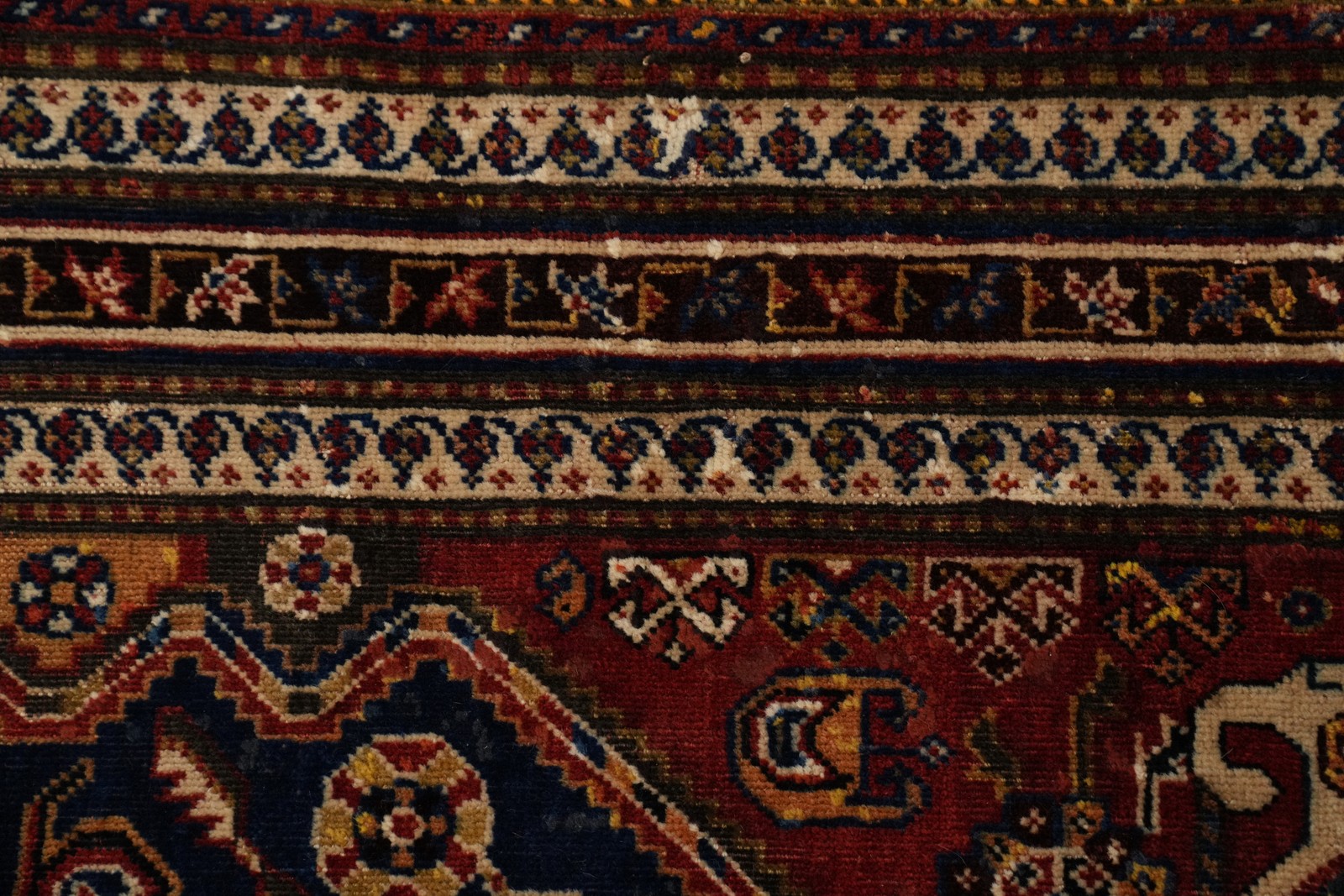 Antique Vegetable Dye Navy Blue Wool Hand-knotted Area Rug Room Size Carpet 5×9