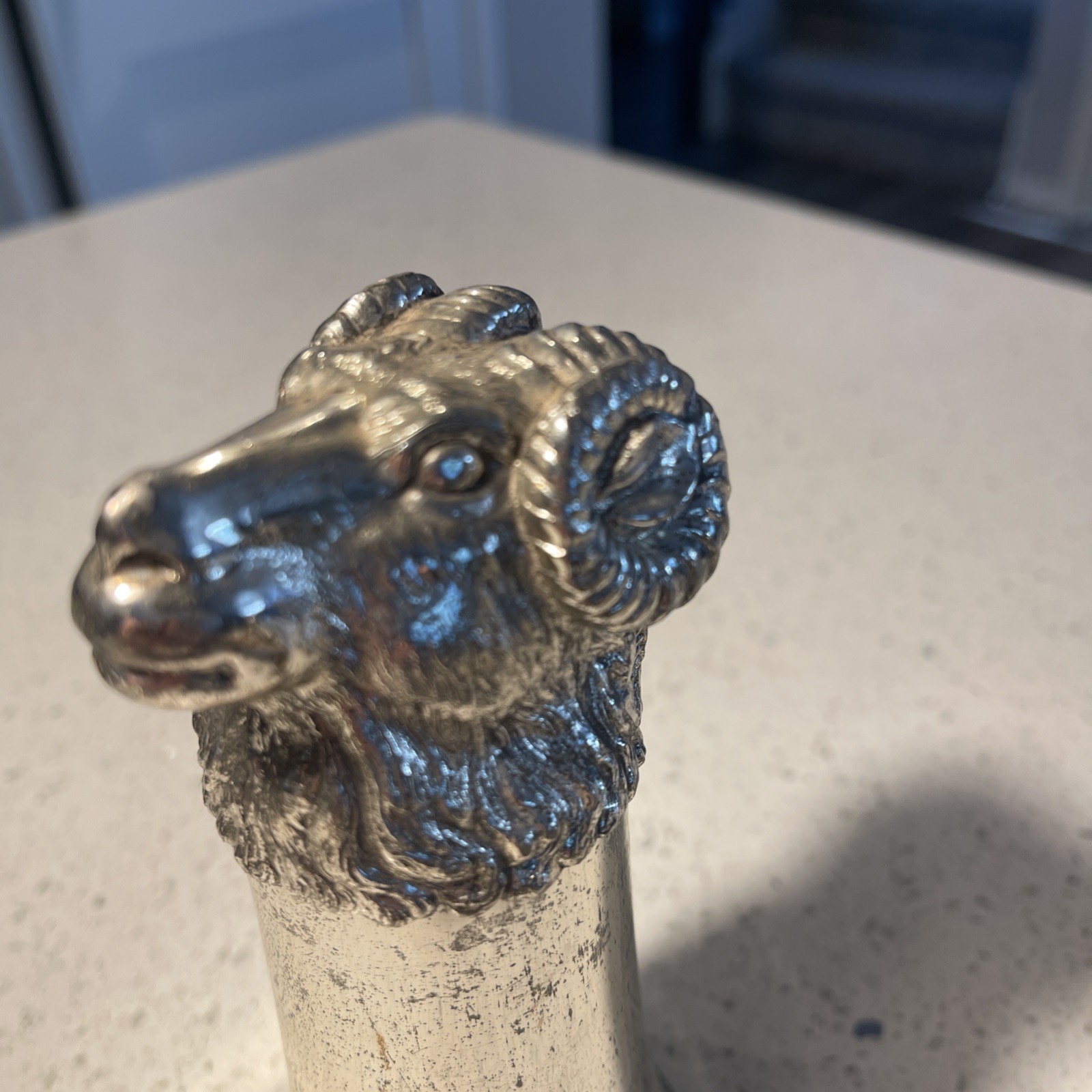 Vintage Silver Plated Rams Head Stirrup Cups 6” Set of 3 Beautiful and Unusual