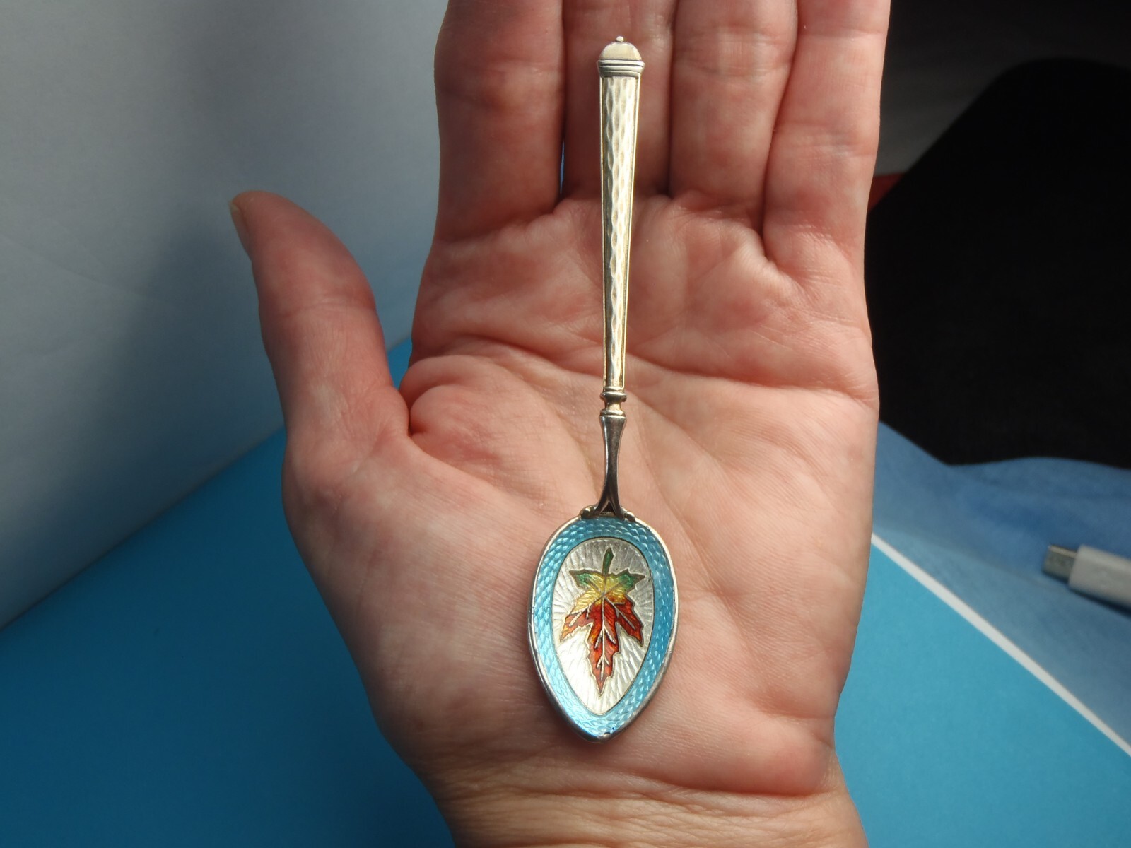 Souvenir Enamel Sterling Silver Canada Spoon BM Co