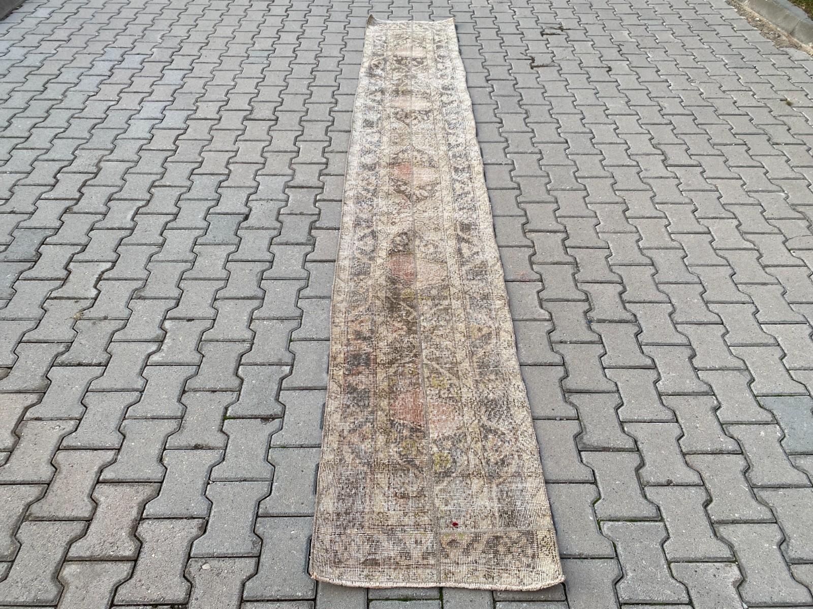 Vintage Turkish Runner Rug 3.0 x 12.1 ft Long Wide Wool Hallway Bohemian Carpet