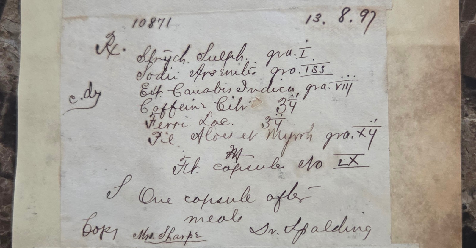 Six Antique 1897 Prescriptions – Cannabis Indica, Wyeth’s Beef Iron Wine