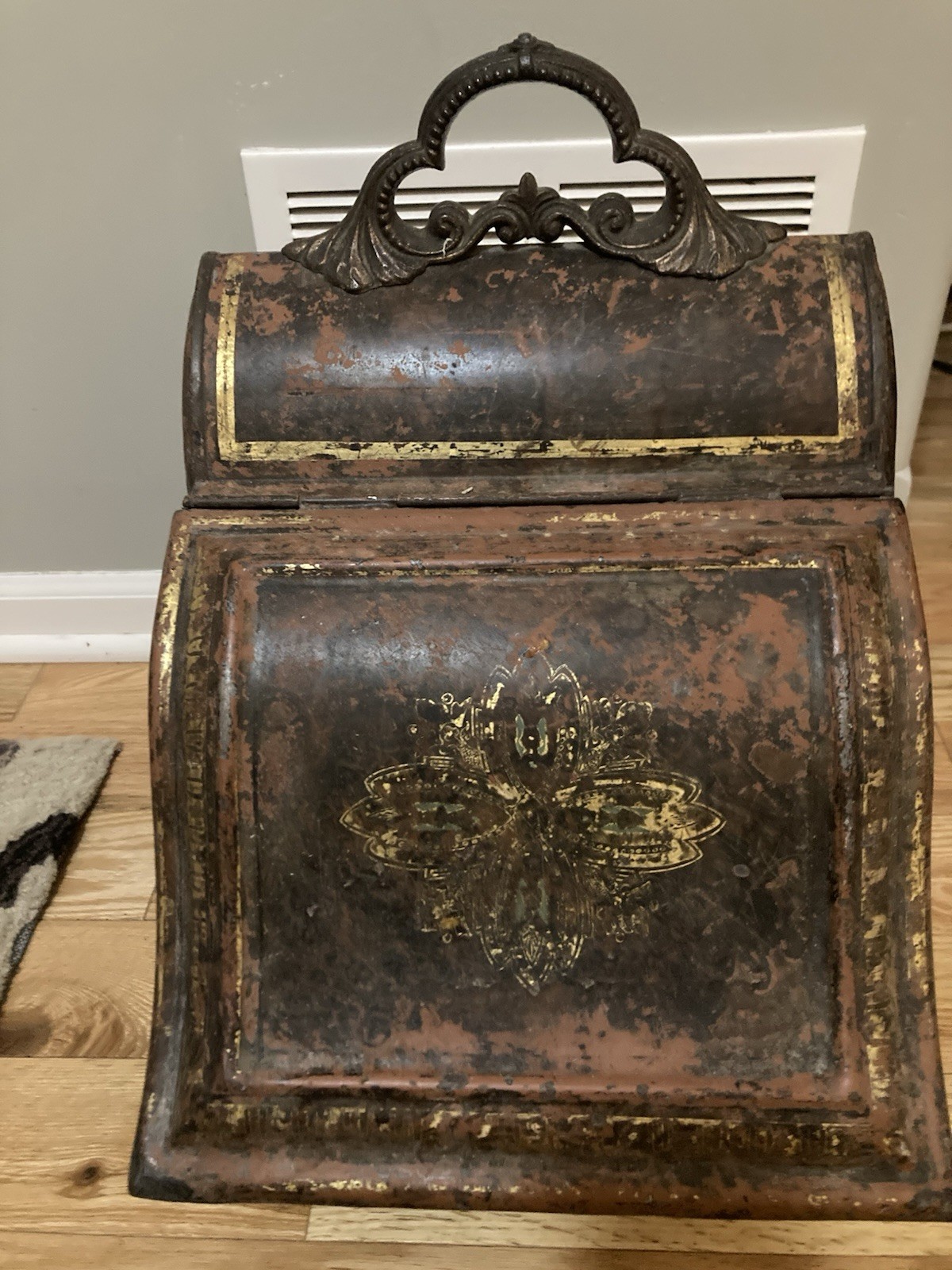 Antique Victorian Coal Scuttle Ash Bin RARE W/ Original Paint