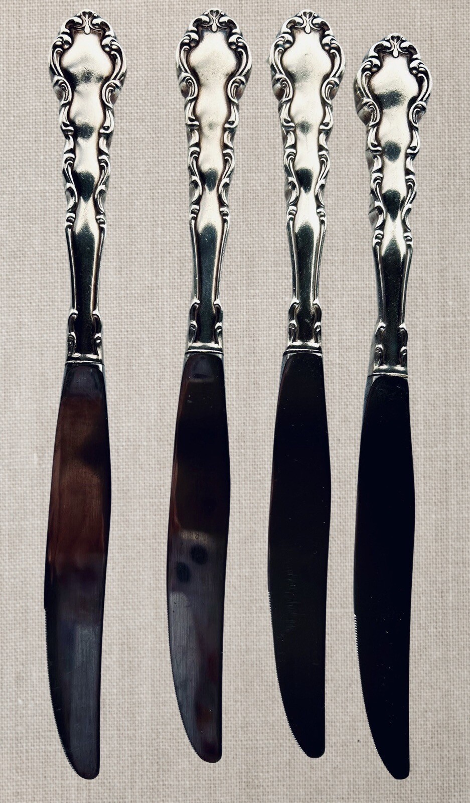 9 Oneida Modern Baroque Plated Flatware Cube Community Knives Forks Tbsps Used