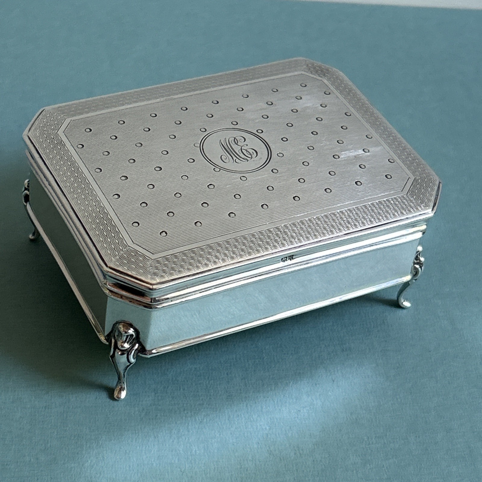 Antique Sterling Silver Jewellery Box, Birmingham 1913, Henry Matthews
