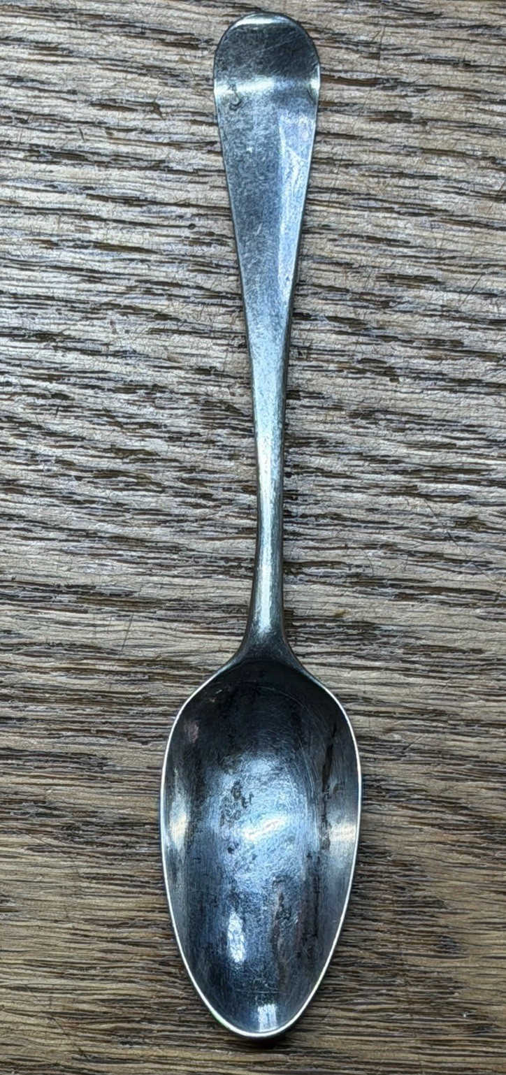 American Coin Silver Coffee Spoon Initials SA Untraced Round Upturned Handle