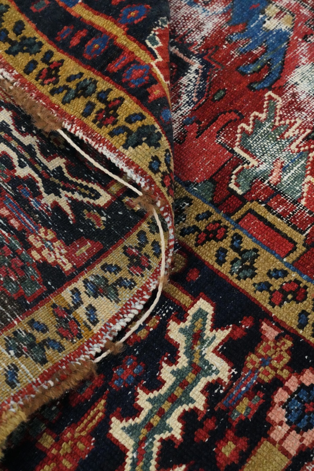Handmade Pre-1900 Antique Wool Carpet Traditional Vegetable Dye Area Rug 7×10