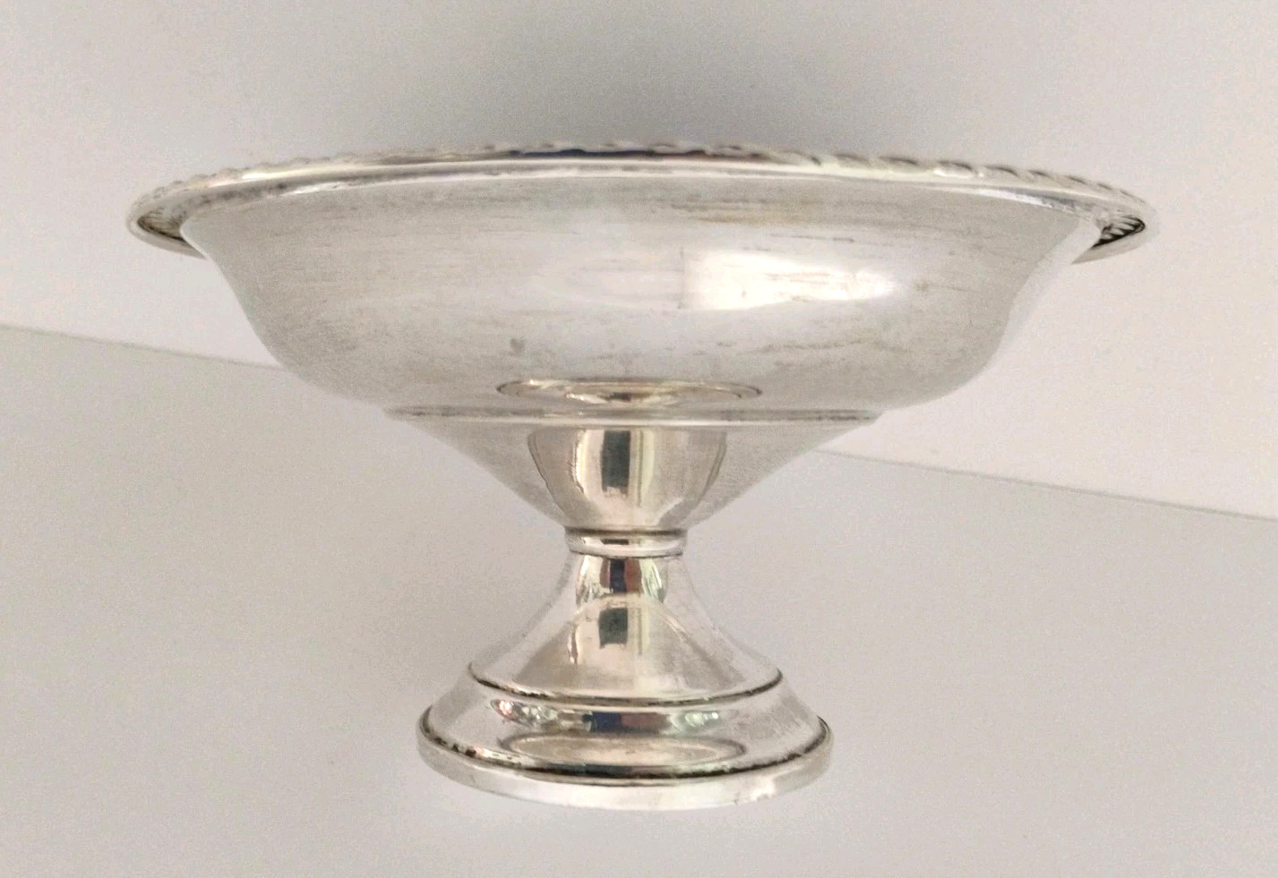Preisner Sterling Silver Weighted Rope Edge Compote Footed Bowl Candy Dish 121g