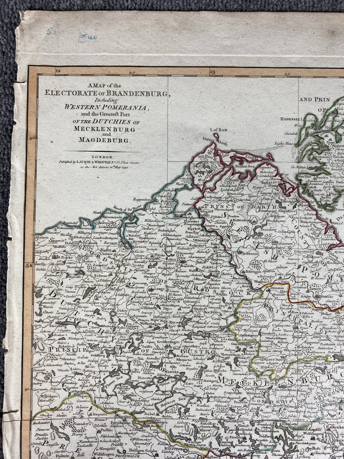 Map Of The Electorate of Brandenburg, Germany 1794 Antique Political Map Europe
