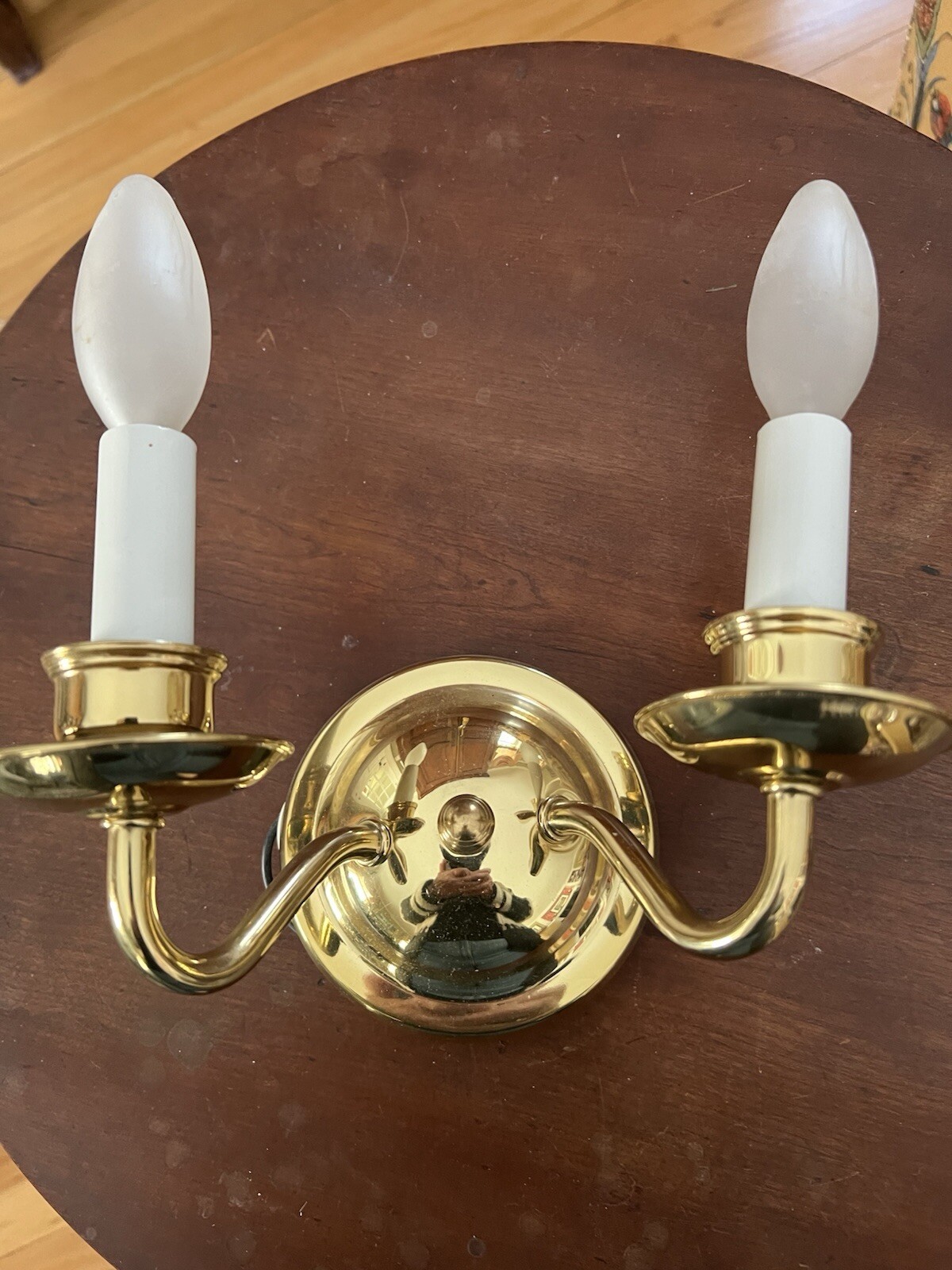 Brass Sconces Pair Wall Light Double Arm Hard Wired