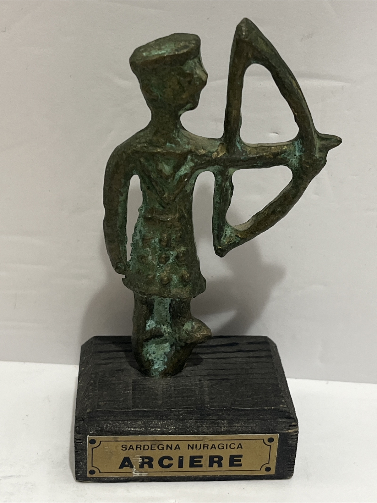 Vintage Italian Sardegna Nuragica Arciere Warrior Statue Sculpture Bronze 4.5”