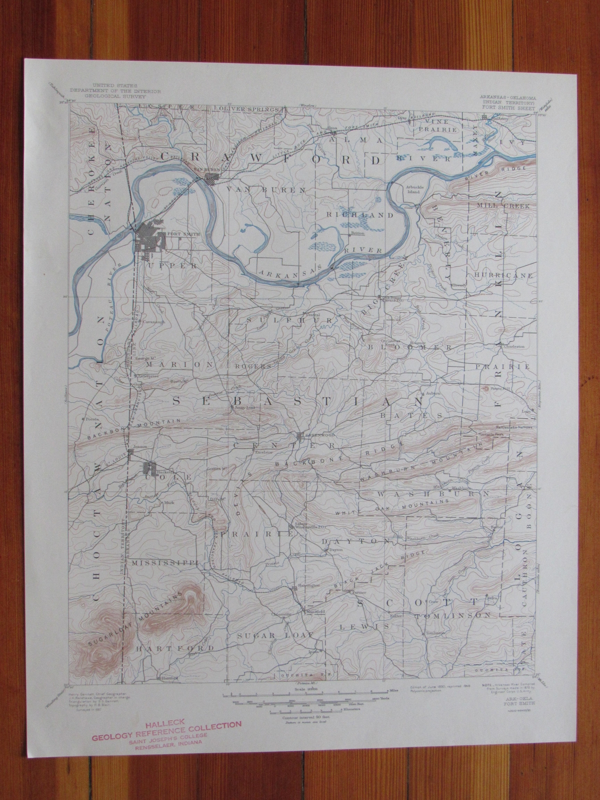 Fort Smith Arkansas 1949 Original Vintage USGS Topo Map