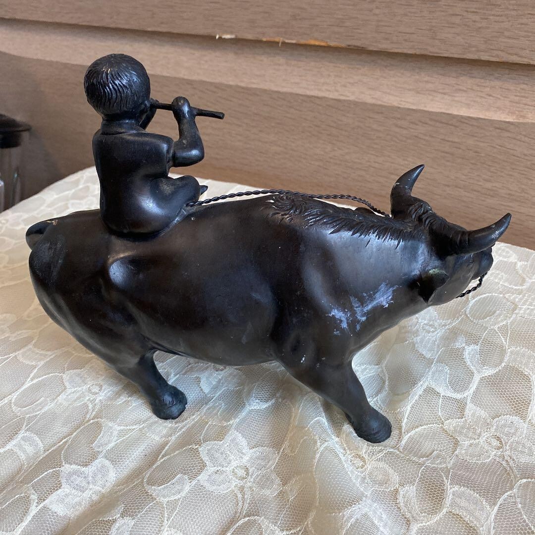 Copper Water Buffalo Sculpture Vintage Japanese Artisan Handcrafted Decor