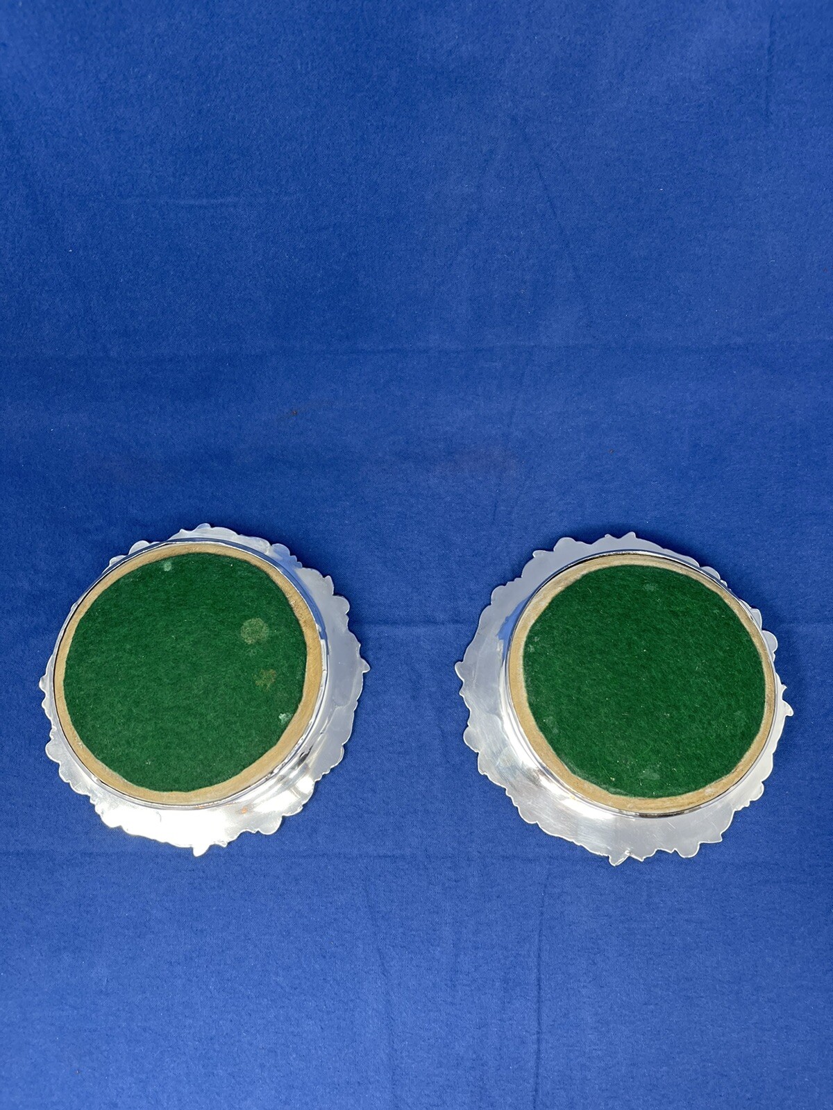 PAIR ANTIQUE OLD SHEFFIELD PLATE BOTTLE COASTERS