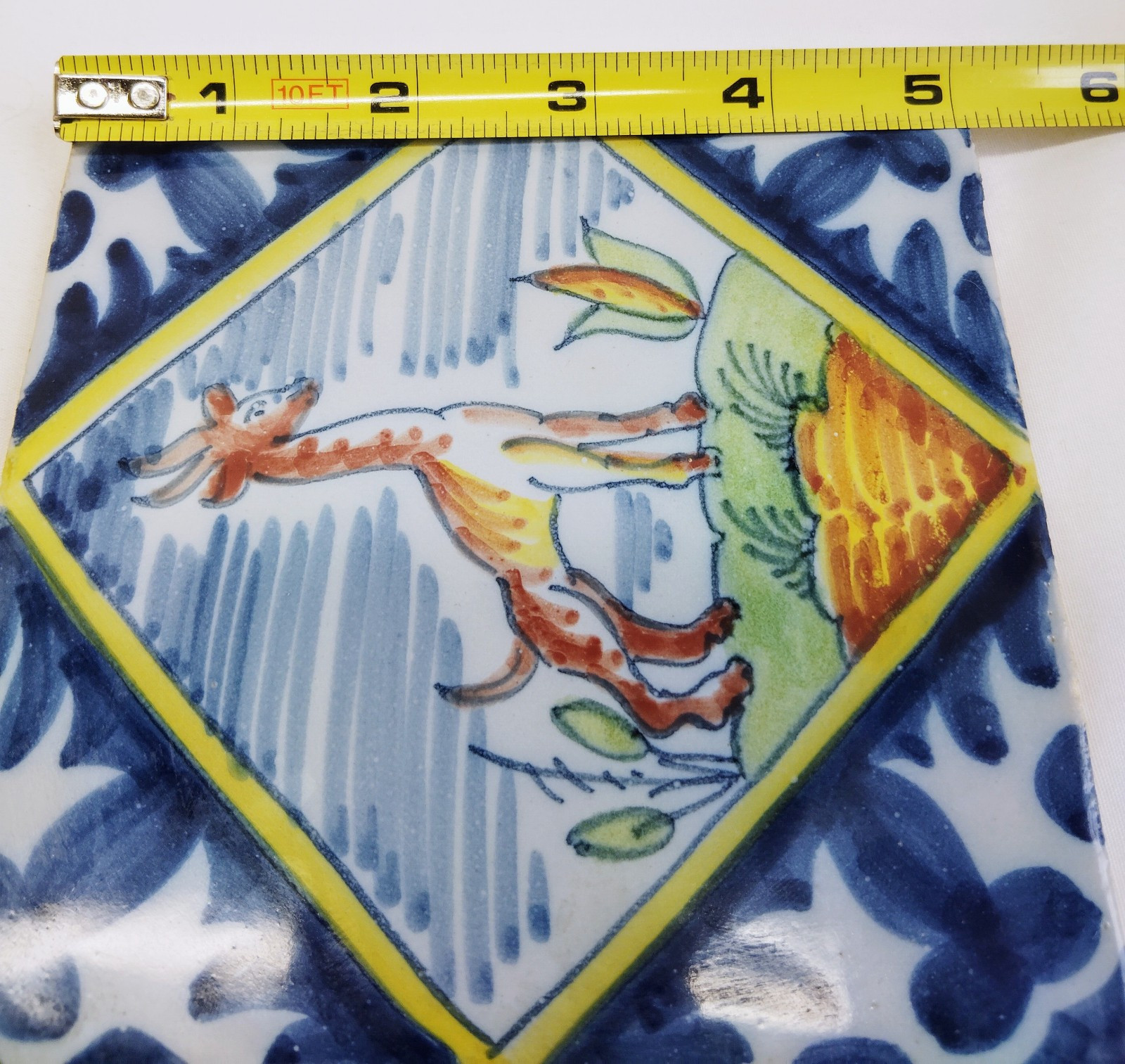 Antique Original Polychrome Makkum Tichelaar Tile Netherlands Thick Heavy NICE !