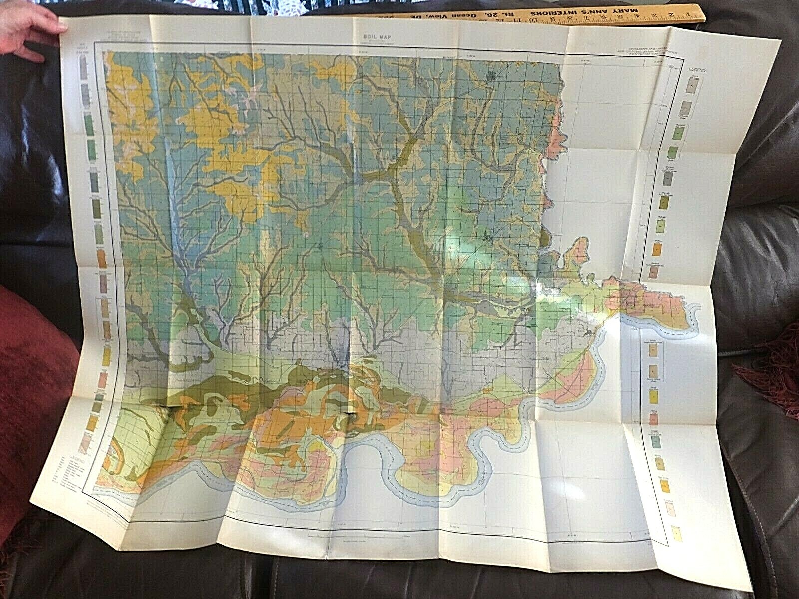 Large 1912 USGS Soil Survey Map. Carroll County, Missouri. 31 x 39 inches.