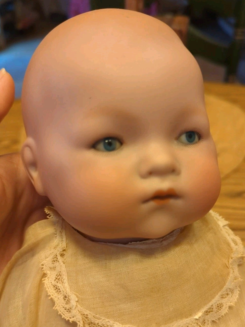RARE AM Antique German Character Bisque Head Armand Marseille Blue Eyes!!
