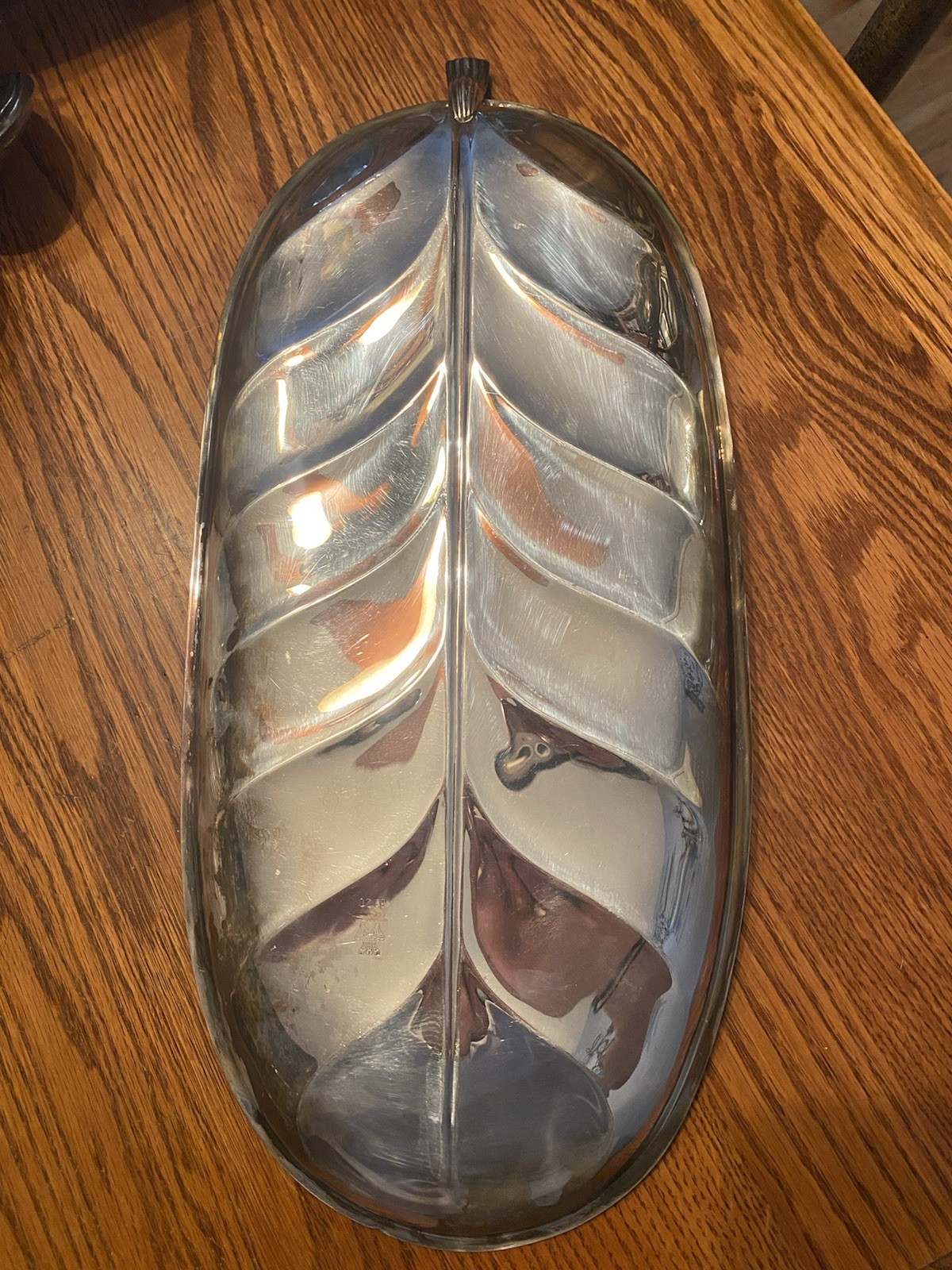 International Silver Company Large Tray Dish 17.75″ x 7.5″ Silver Plate leaf