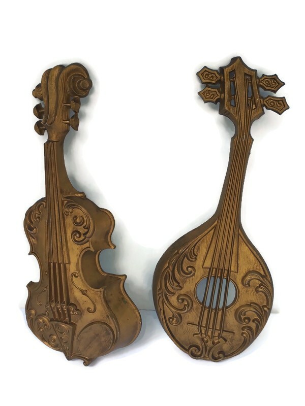 Violin and Mandolin Wall Hangings Aluminum Metal Cast – Hoda USA / Sexton 1975