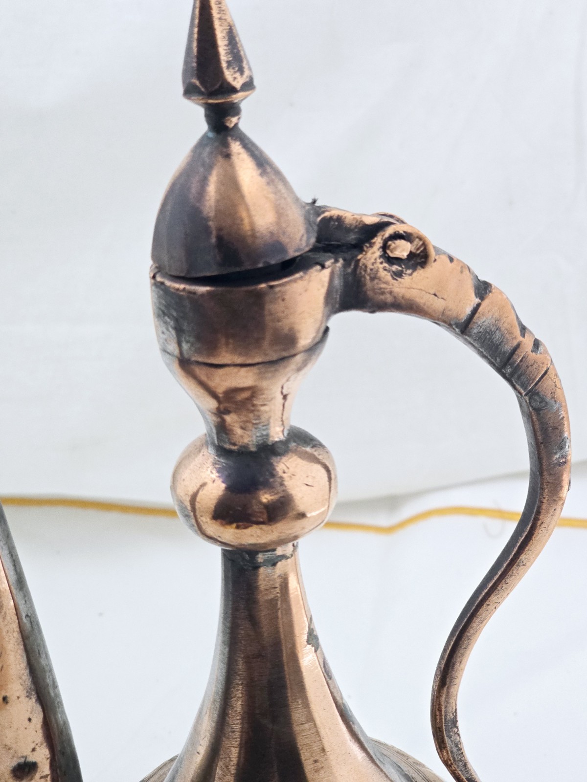 Antique Vintage Persian Middle Eastern Copper Ornate Pitcher Teapot Ewer 12×5″