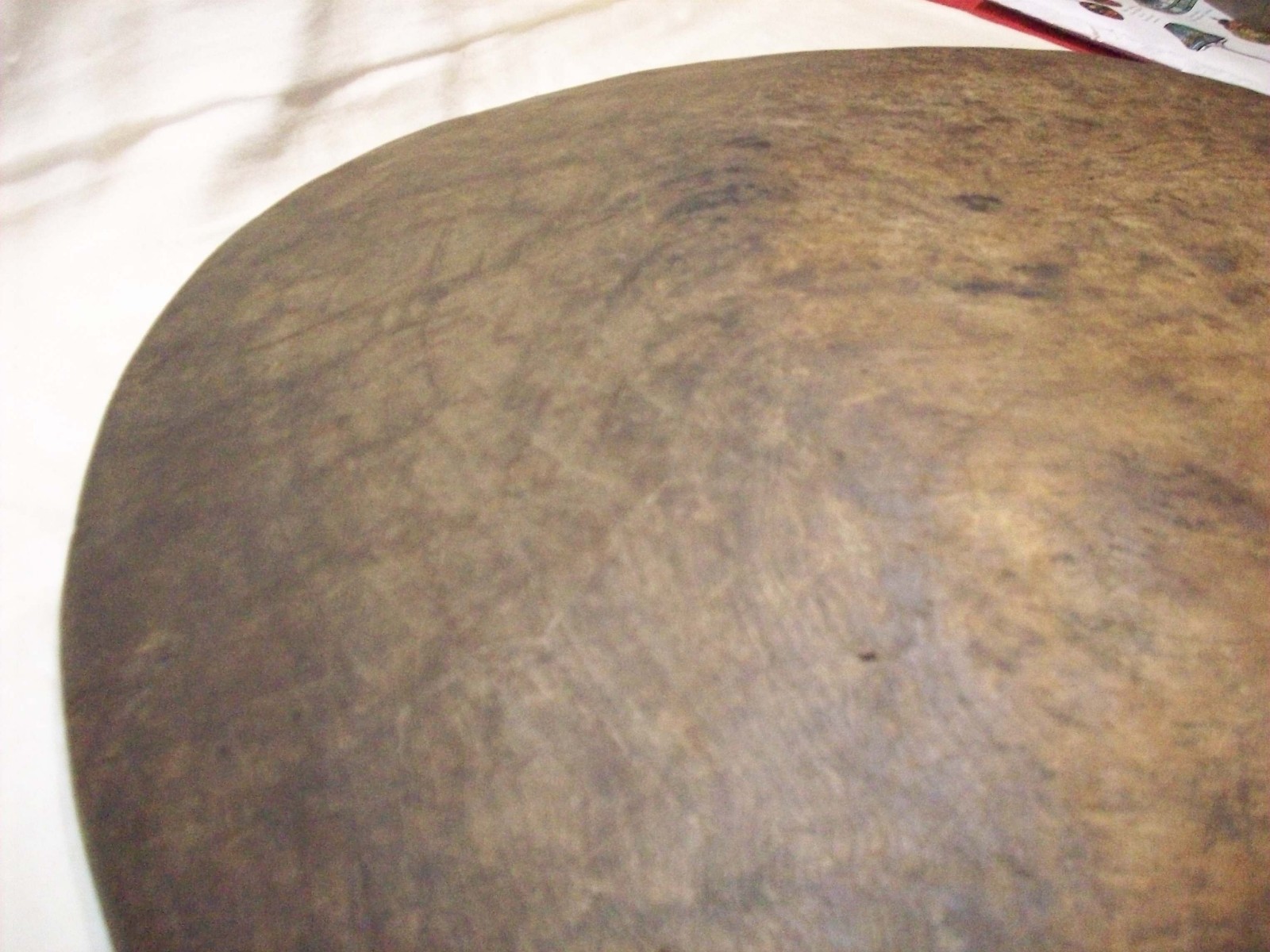 ANTIQUE PRIMATIVE HAND HEWN BURL WOOD VERY LARGE BOWL 25 1/2″ DIA.