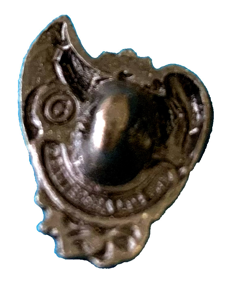 Vintage Realistic Pewter Lady Wearing Bonnet Button