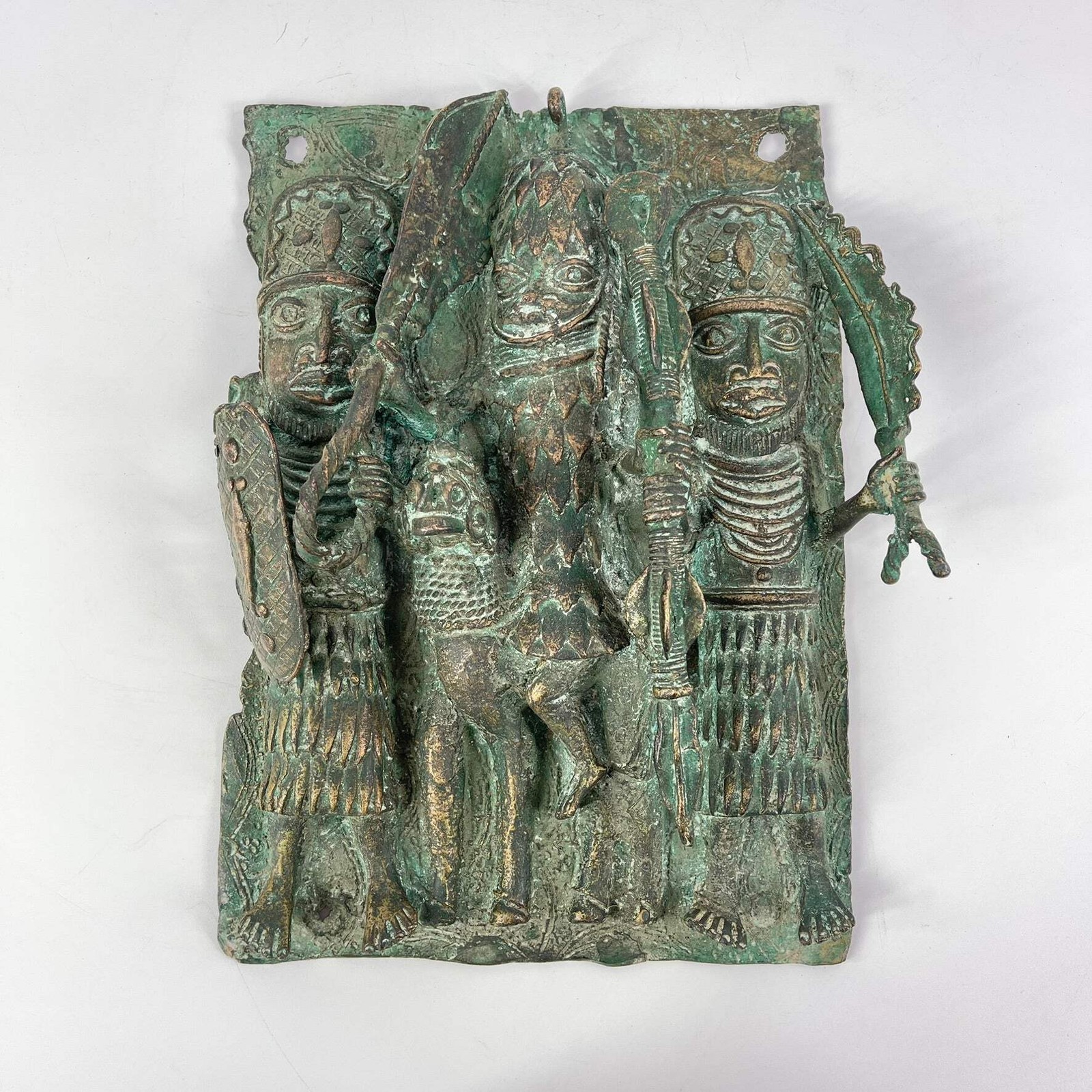 Benin Bronze Adorned Cast Plaque