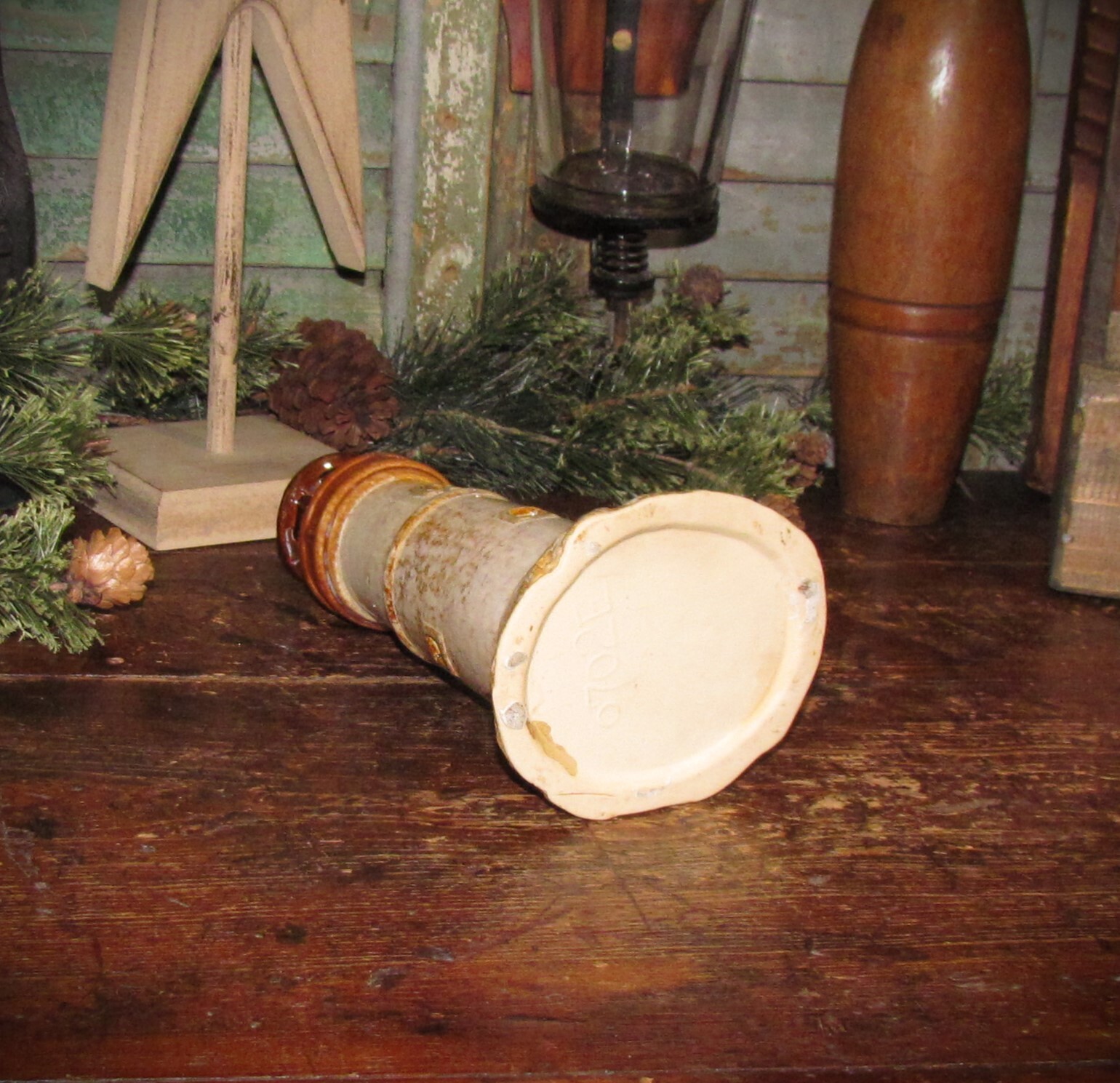 Primitive Glazed Ceramic Stoneware Lighthouse Tealight Candle Holder Decor