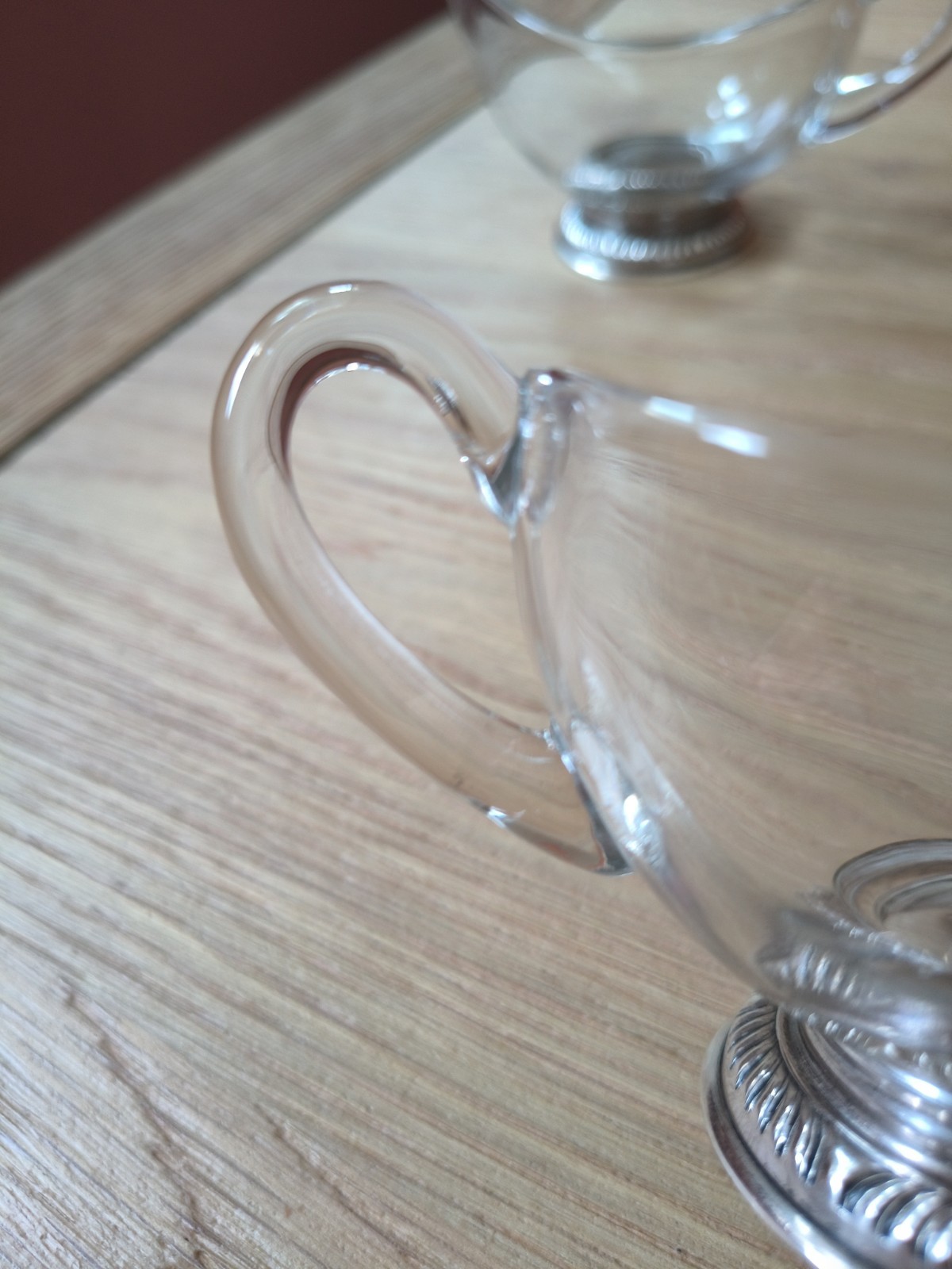 VTG Frank M Whiting Sterling Silver Base Glass Creamer Sugar Bowl Set Gadroon