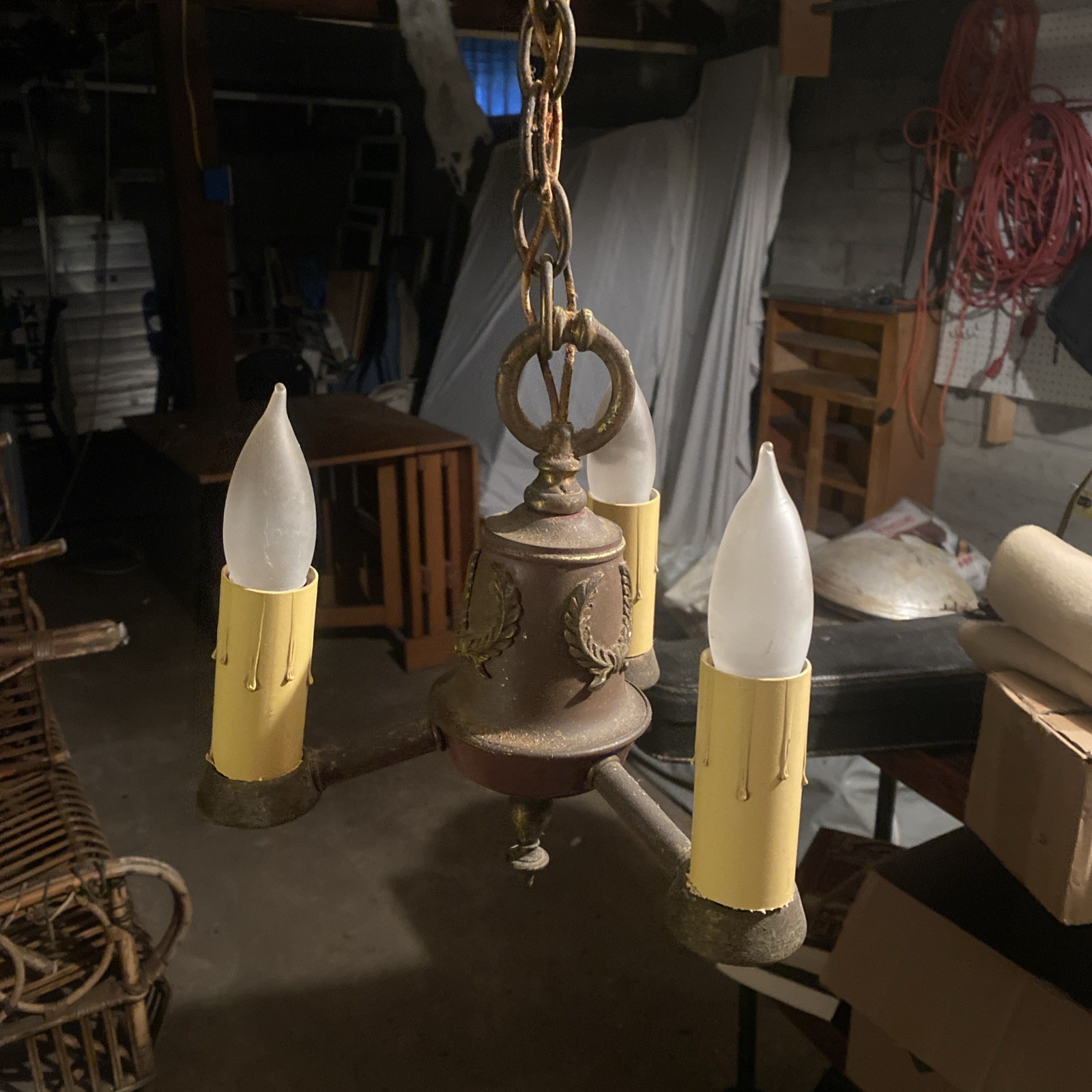Antique 1930s Colonial Revival Chandelier Light Fixture
