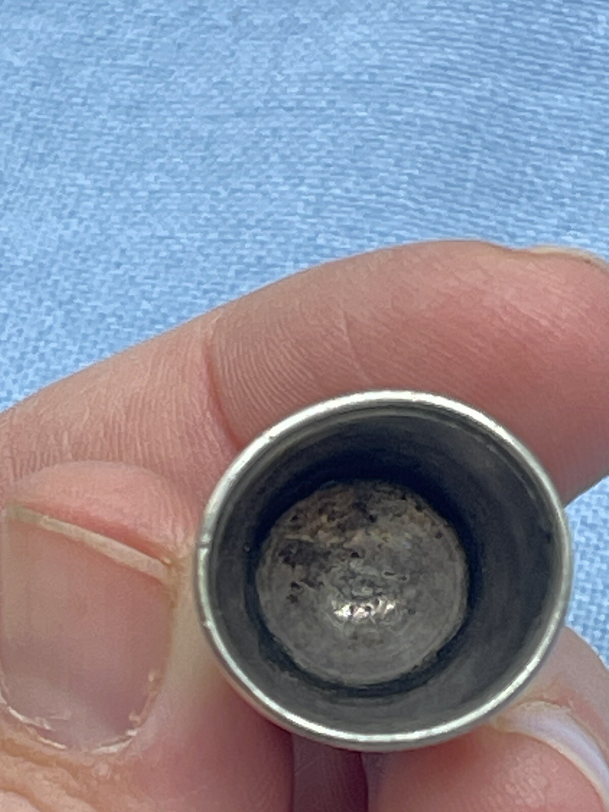 Antique Thimble Set Silver Engraved Initials # 1 S.A. & # 6 A.L.E
