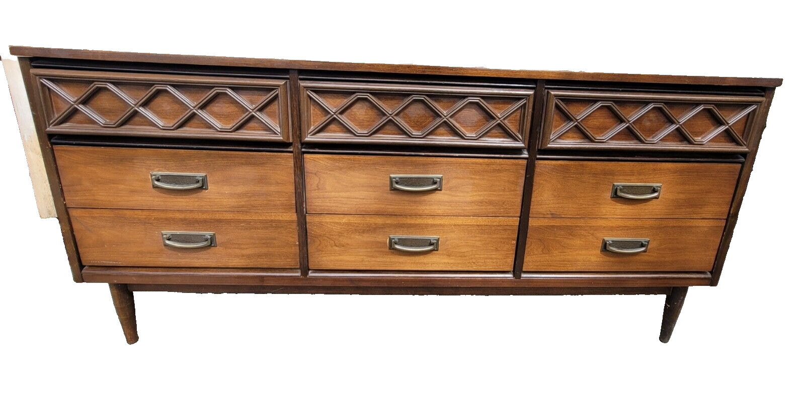 BASSETT Credenza Sideboard Buffet 9 Drawer Dresser MCM