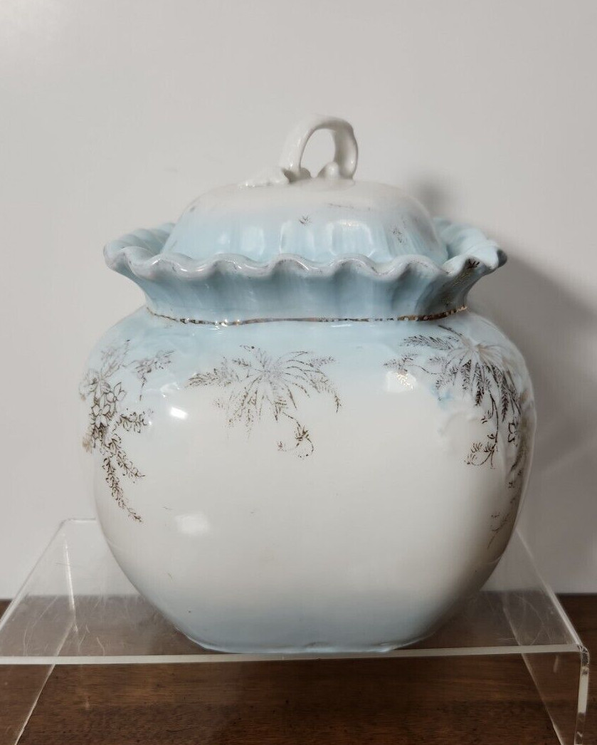 ANTIQUE PORCELAIN CRACKER – BISCUIT JAR – ELEGANT COLORS