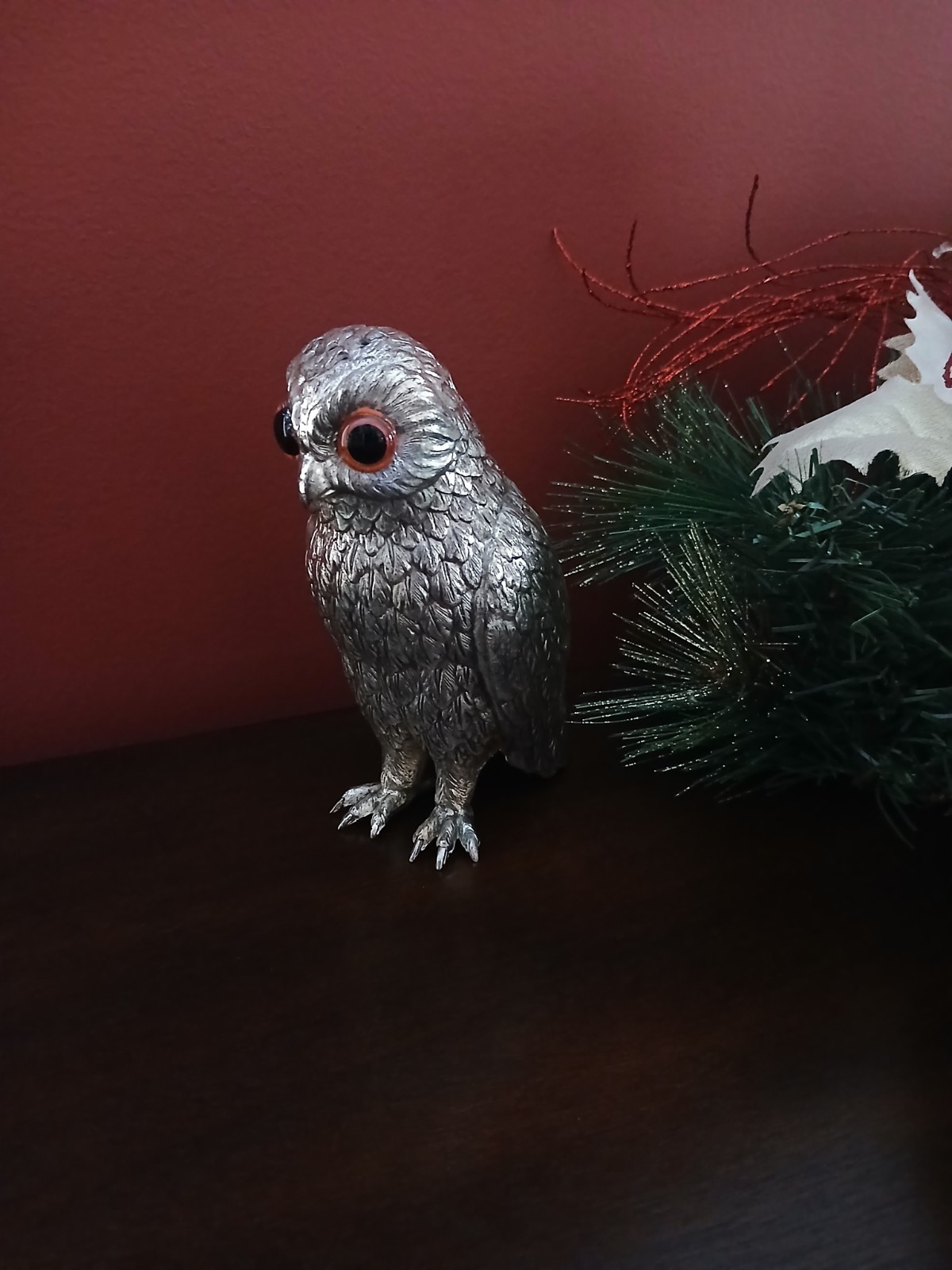 Corbell & Co Silver Plate Owl Salt Or Sugar Shaker W/ Large Inset Glass Eyes