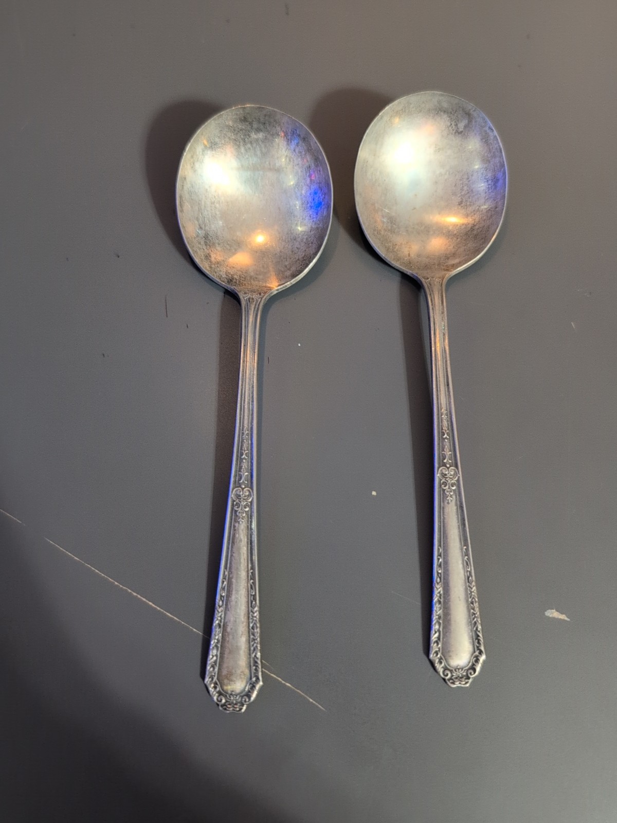 2 Soup Spoons Brandon Silverplate 1939 Monroe Silver Co. Plated