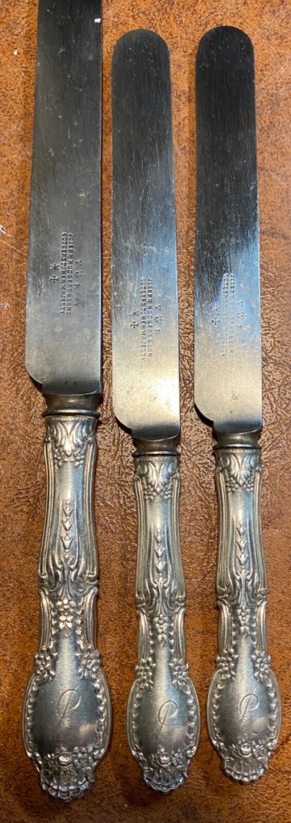 Three Tiffany Richelieu J Rodgers & Sons Cutlers to Her Majesty Knives Sterling