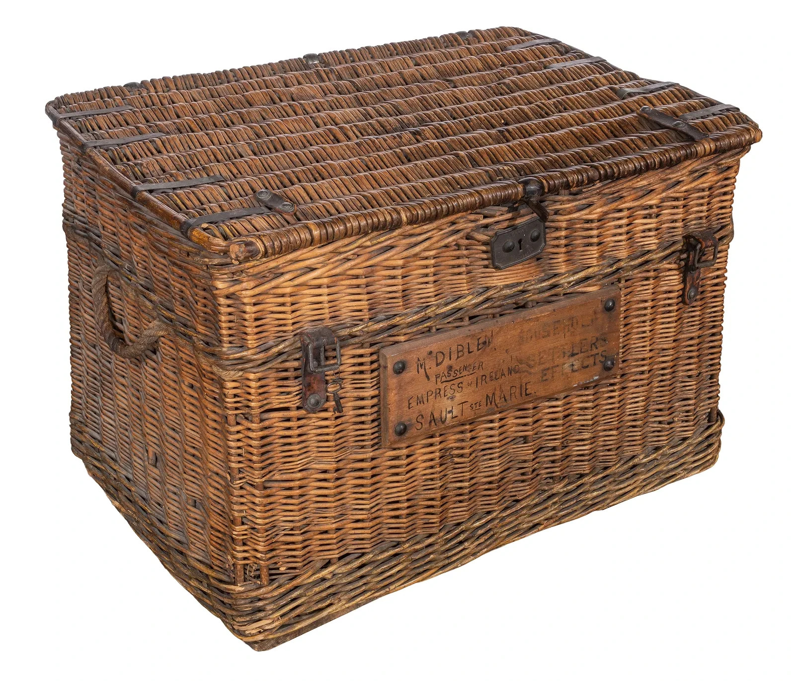 RMS Canadian Pacific Railroad Empress of Ireland Passenger Wicker Trunk