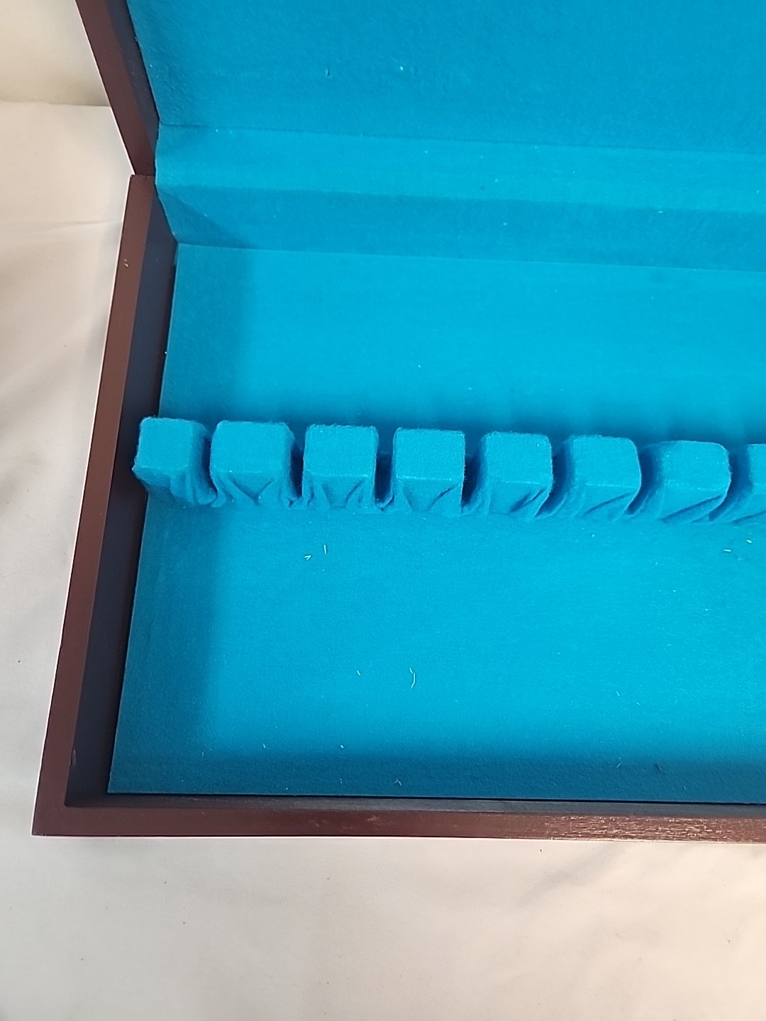 Wood Flatware Silverware Storage Chest Only Tarnish Resisting Blue/Turquoise