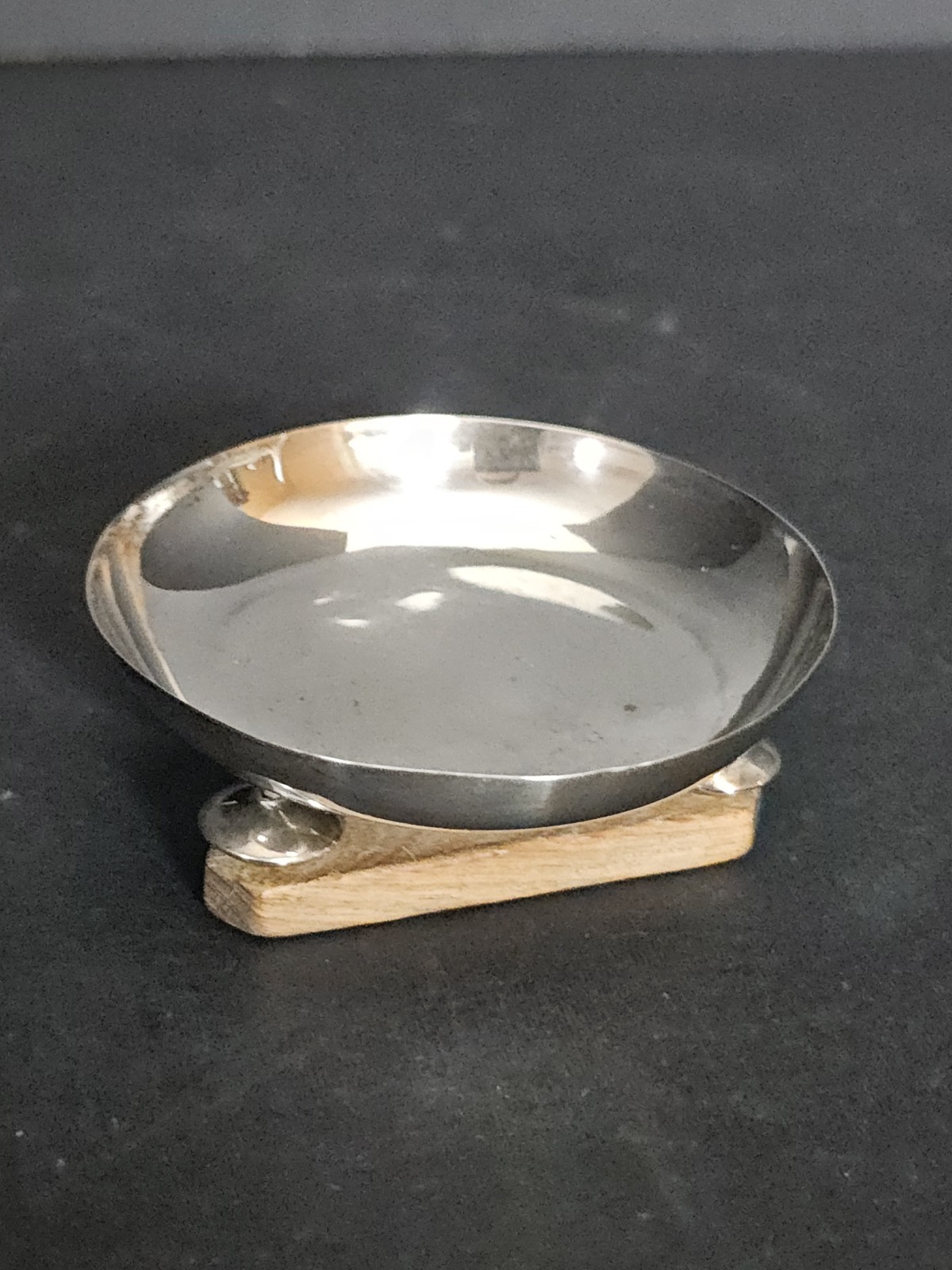 William Spratling Sterling Silver Open Salt Cellar Wood Base Taxco