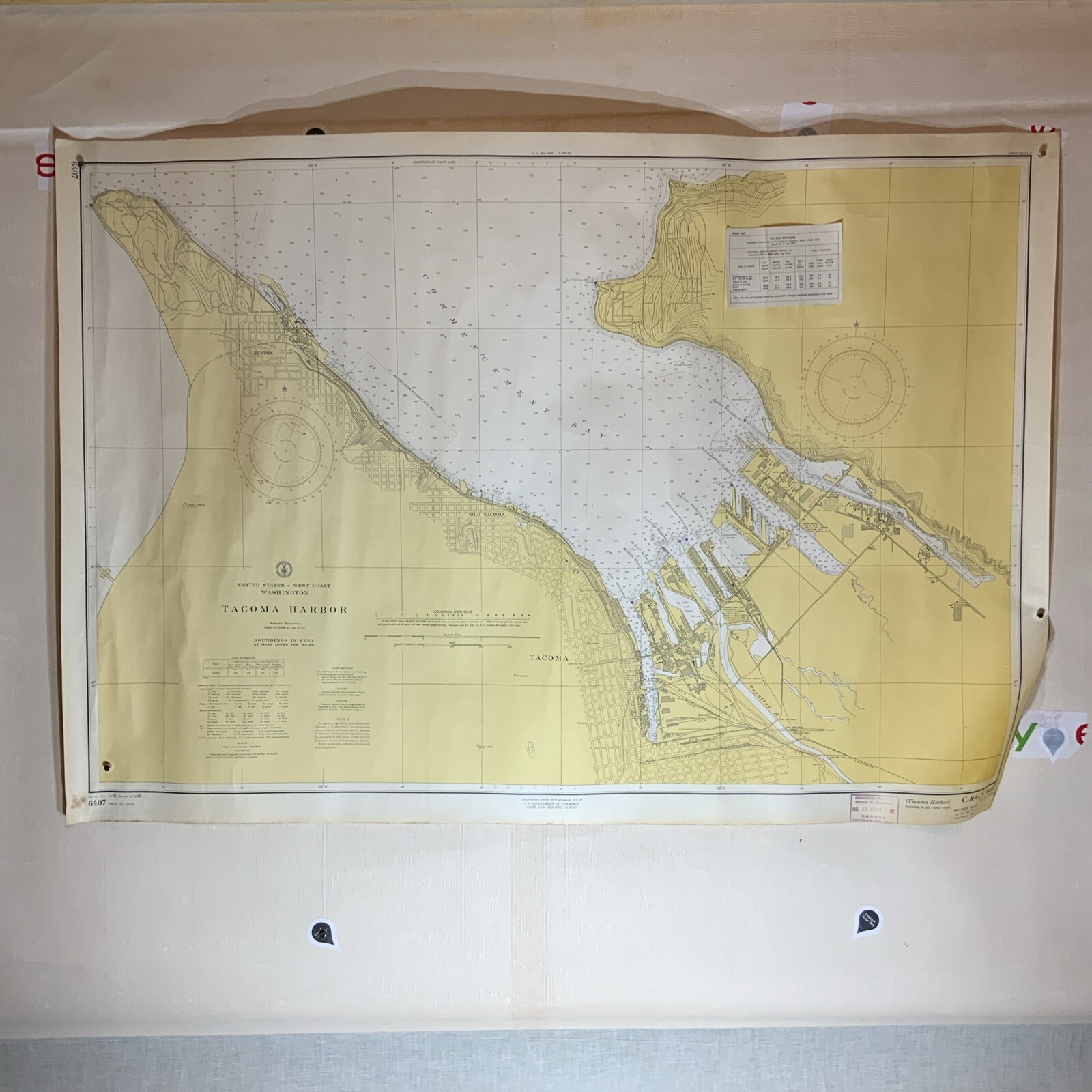 Tacoma Harbor, Washington 1960 Nautical Chart 6407. 40×28