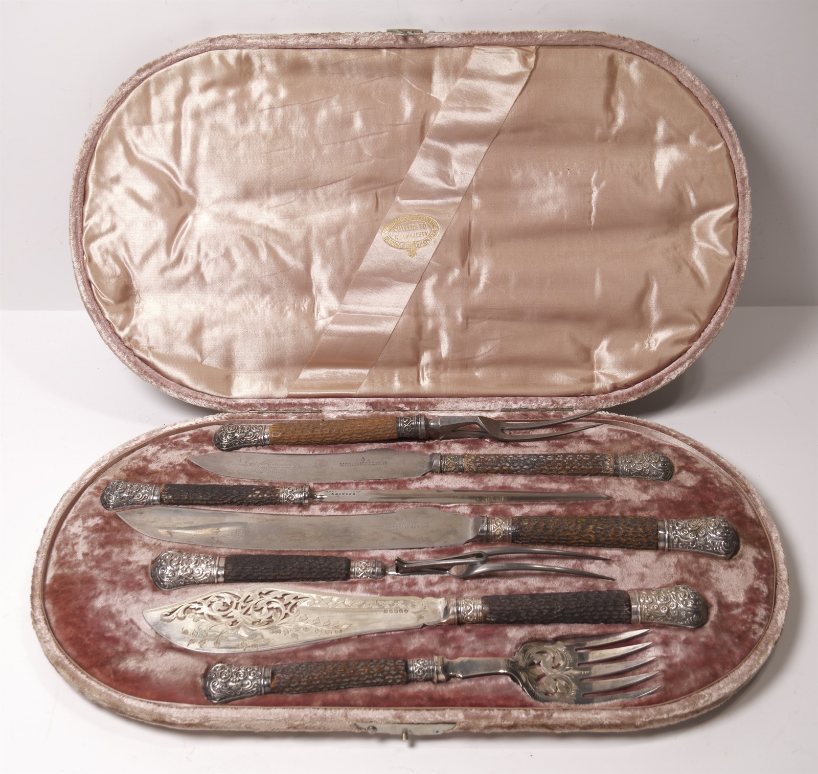 Antique Victorian Harrison Bros & Howson Fish & Game Knife Carving Serving Set