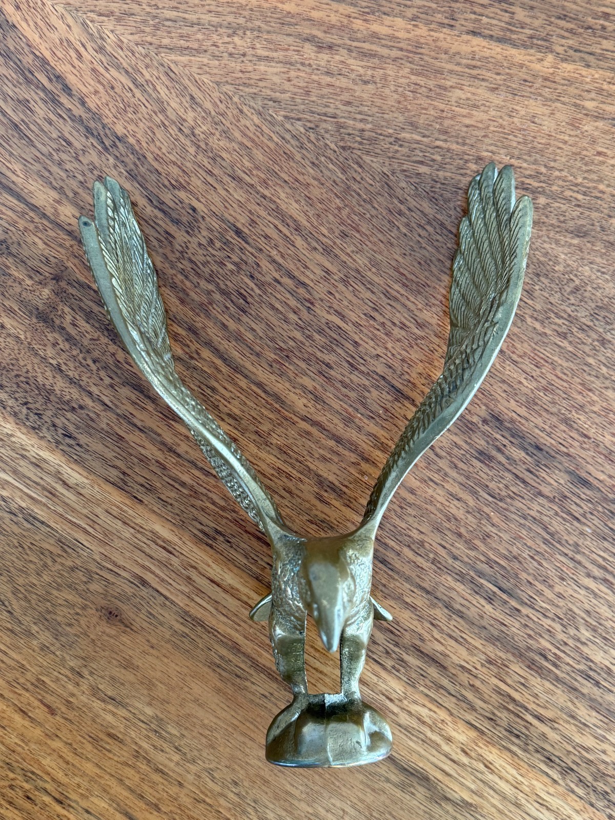 Vintage Solid Brass Eagle Sculpture Heavy Cast Metal Wings Spread 7″ Finial