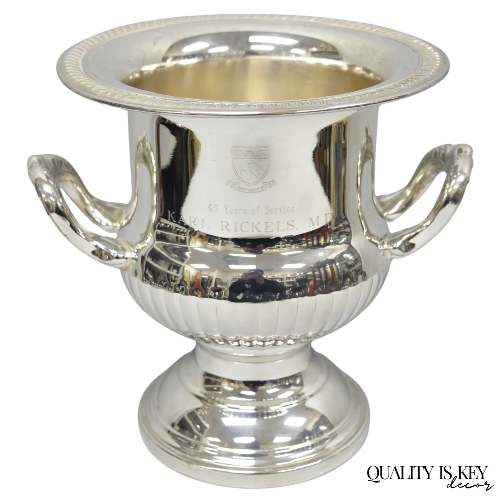 Vintage Silver Plated Trophy Cup Urn Champagne Chiller Ice Bucket Engraved