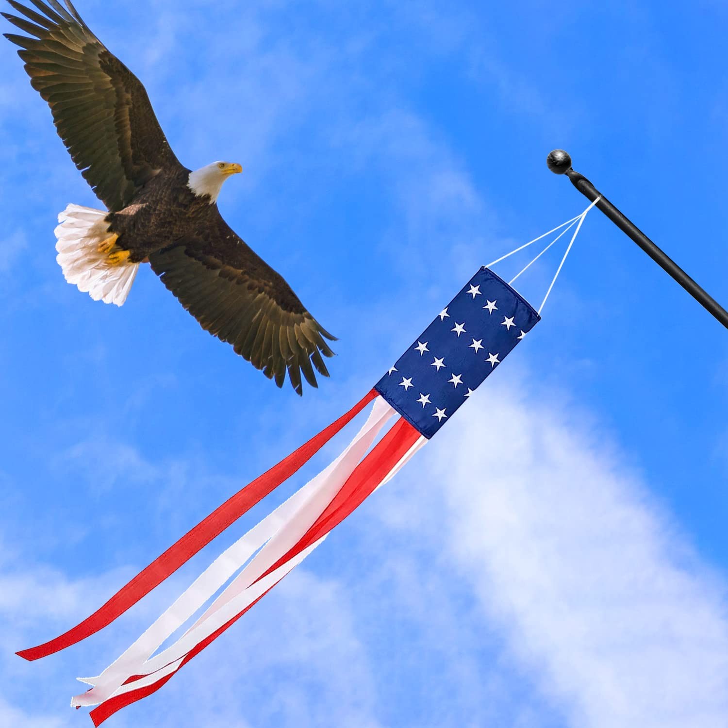 2 Pack 4th of July Windsock American Flag Wind Socks Outdoor Heavy Duty, 40″ USA