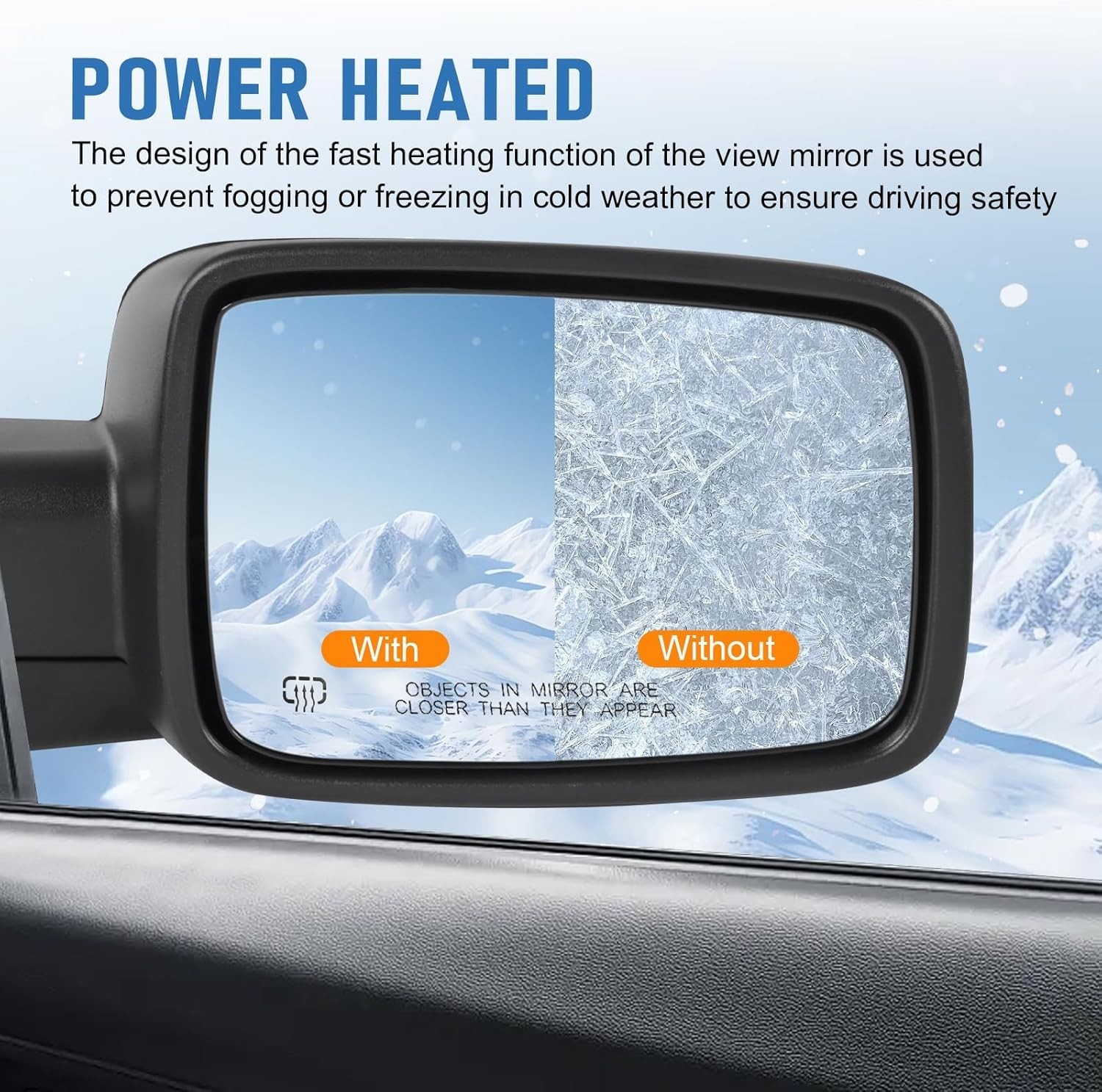 Right Passenger Side Door Mirror Compatible with 2009-2018 Ram 1500 2010-2018 Ra