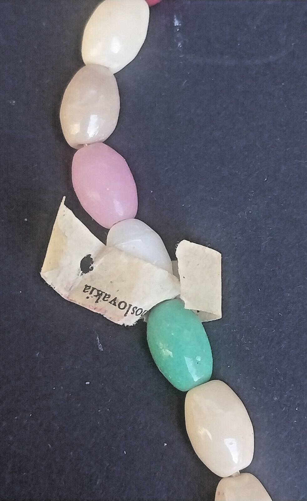 Czech GLASS Mardi Gras Beads 9″ Alternate Multicolor OVALShape Bead w/TAG (Z-54)