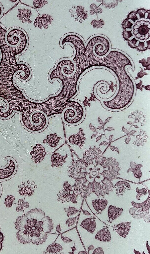Rare Antique Mulberry Transferware Platter ‘Flosculous’ W.Ridgway Staffordshire